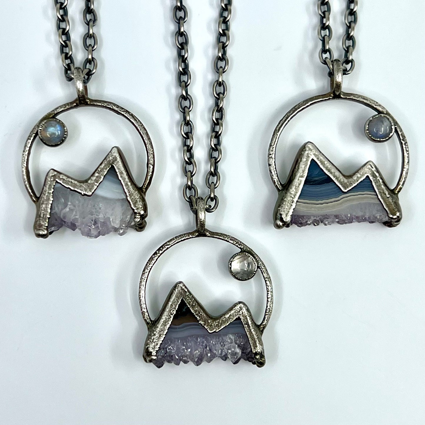 Mountains and the Moon *Silver Edition* Electroformed Necklace