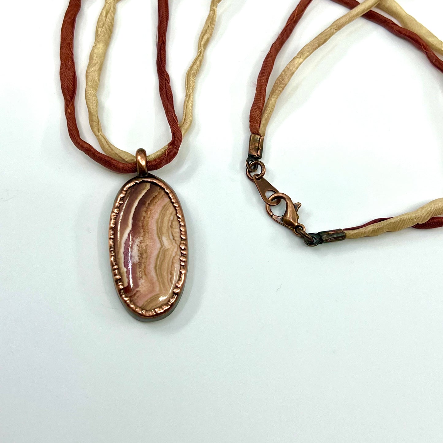 Rhodochrosite Necklace - Copper Electroformed