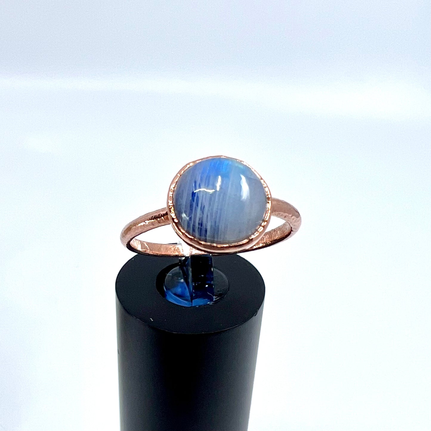 Size 8.5 Rainbow Moonstone Ring - Copper Electroformed