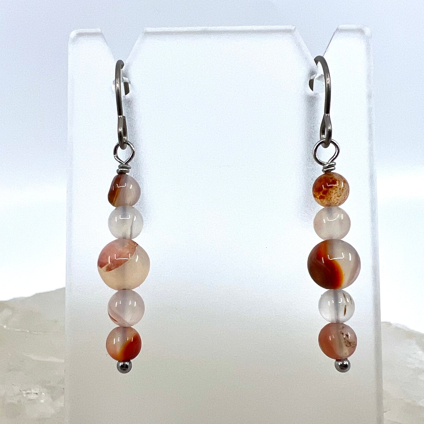 Montana Red Agate Drop Earrings, Smooth Finish