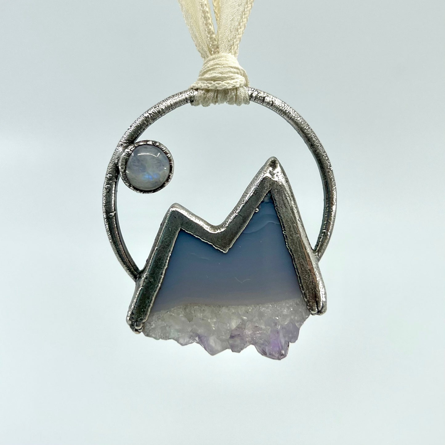 Mountains and the Moon Keepsake Ornament — Silver Electroformed