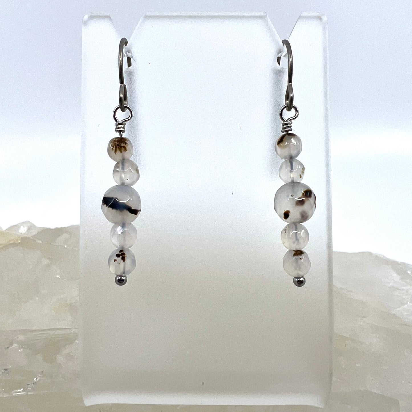 Montana Agate Drop Earrings, Faceted