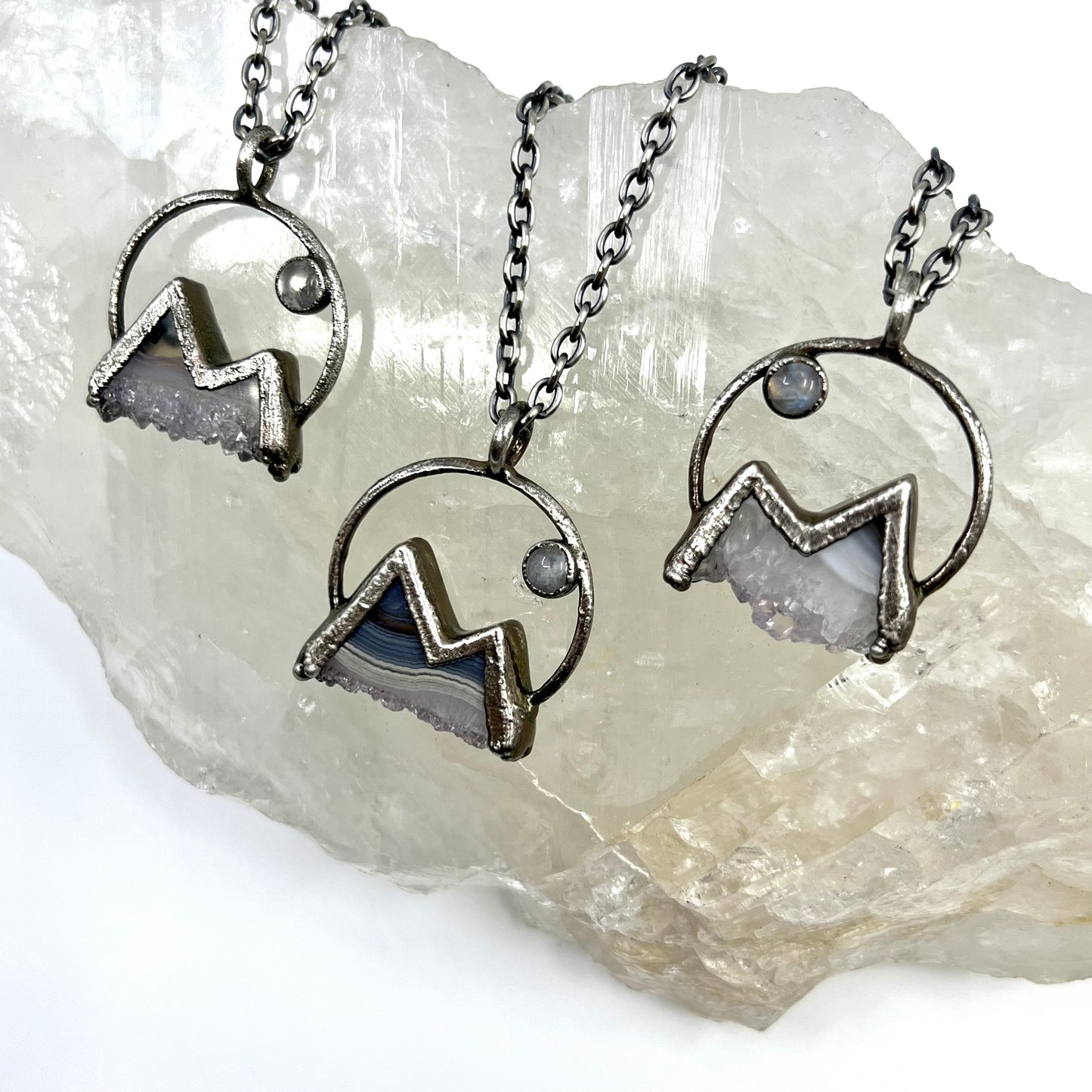 Mountains and the Moon *Silver Edition* Electroformed Necklace