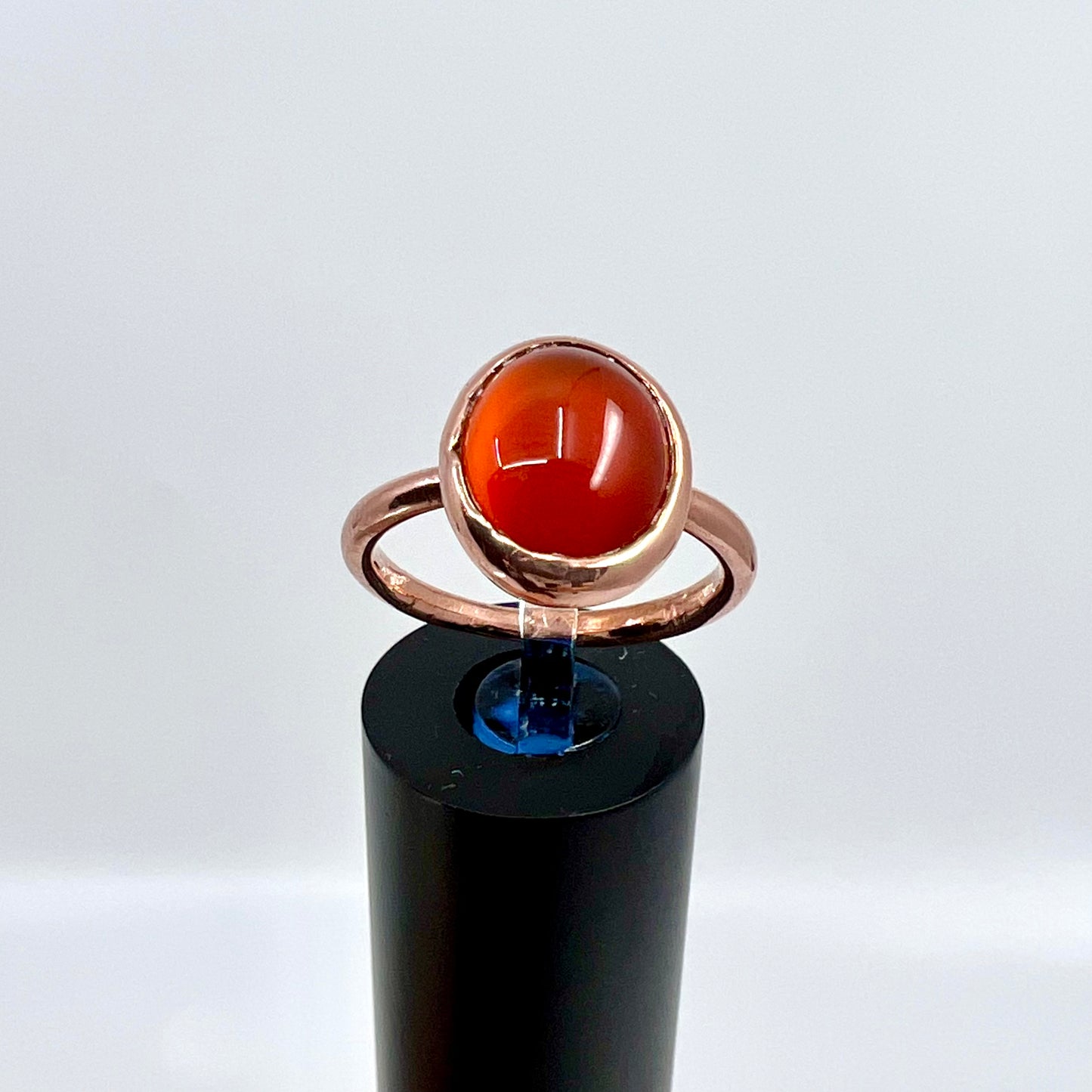 Size 8 Carnelian Ring - Copper Electroformed