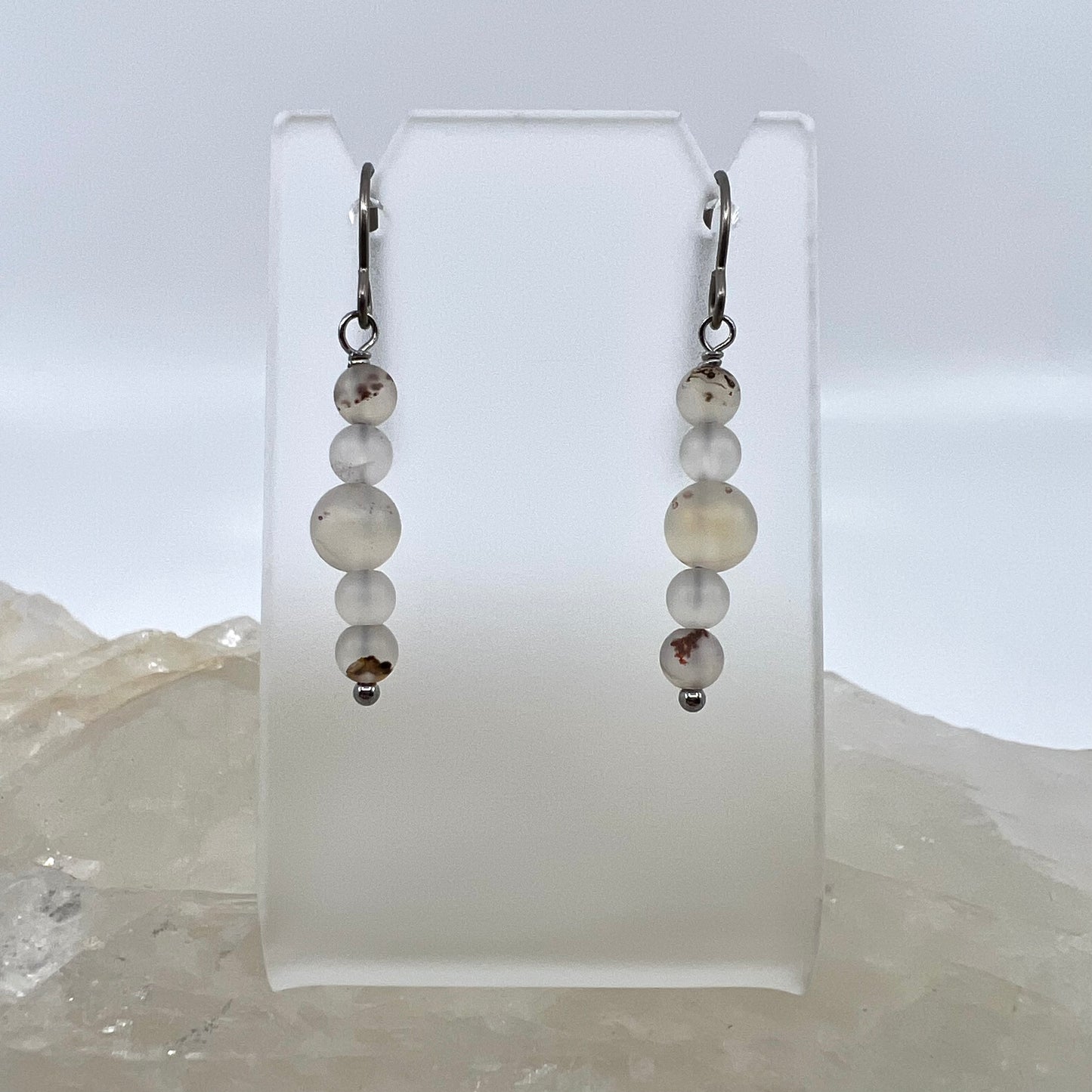 Montana Agate Drop Earrings, Matte Finish