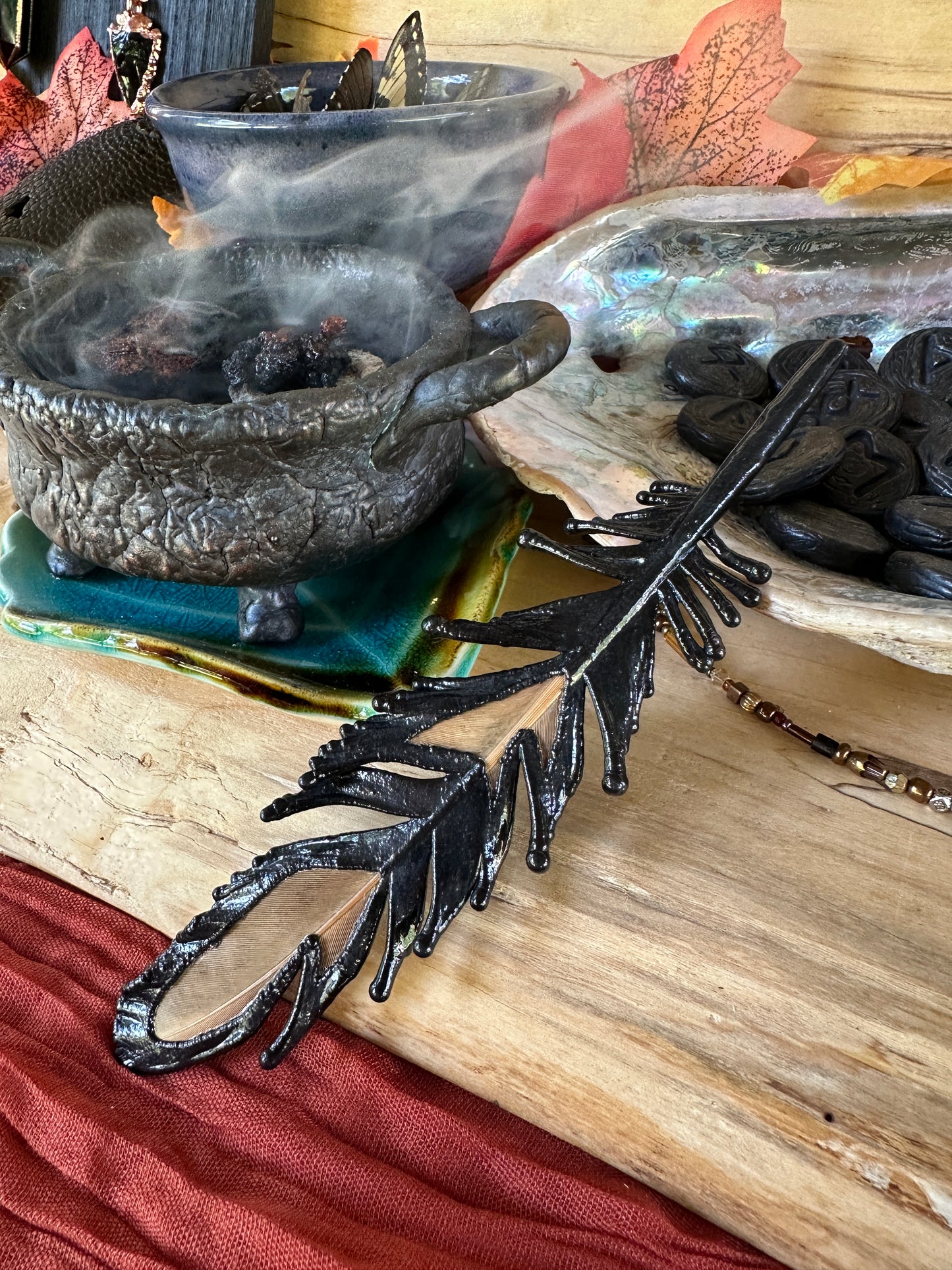 Peekaboo Feather - Copper Electroformed - Ornamental Keepsake, Ritual Altar Decor