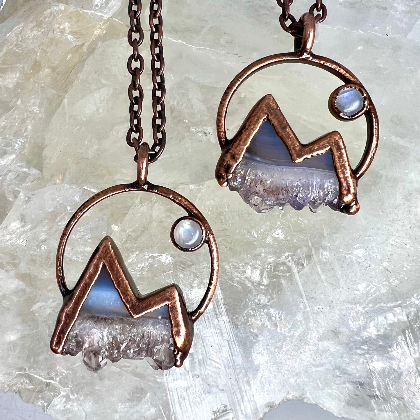 Mountains and the Moon — Copper Electroformed Necklace