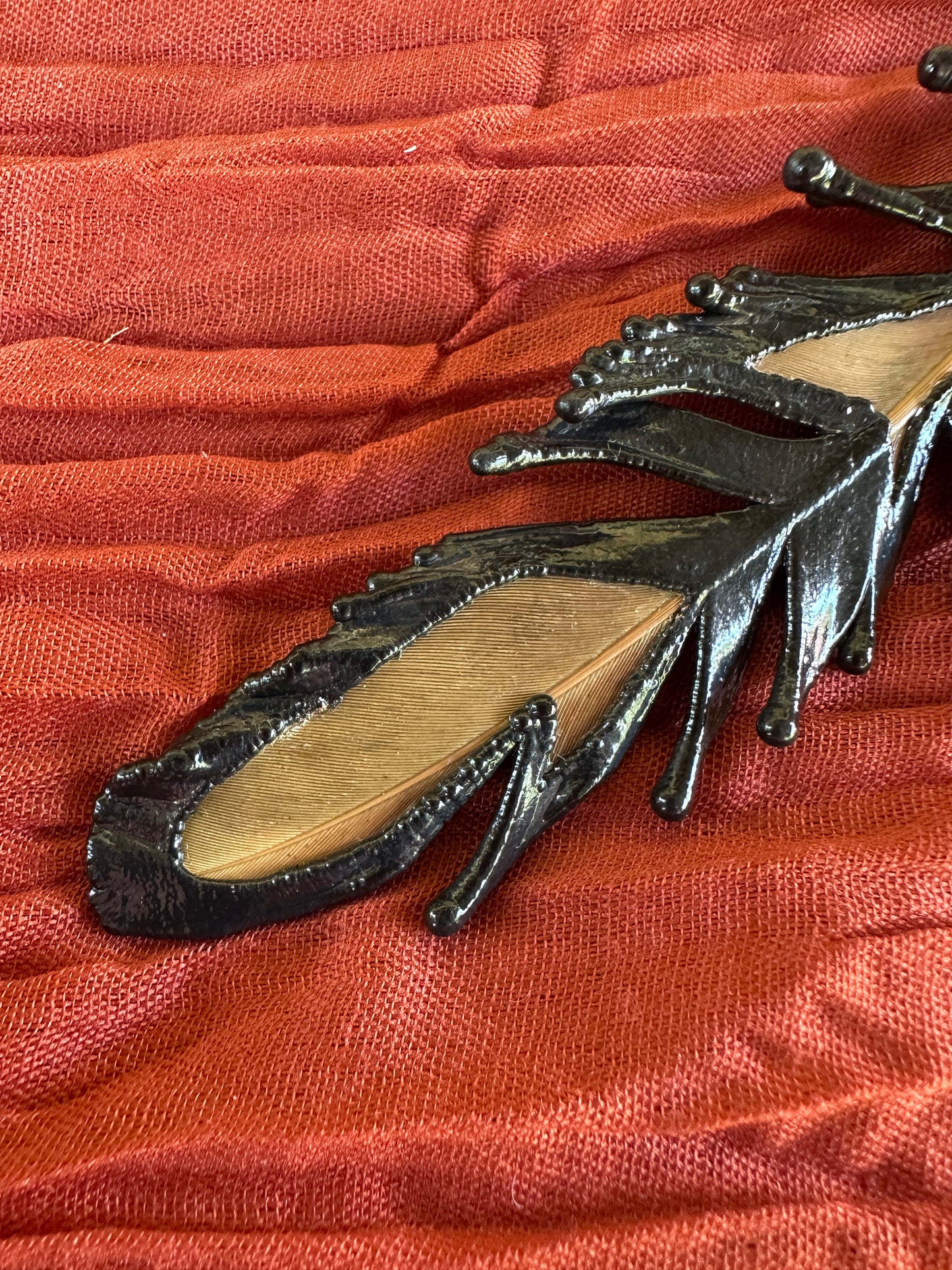 Peekaboo Feather - Copper Electroformed - Ornamental Keepsake, Ritual Altar Decor