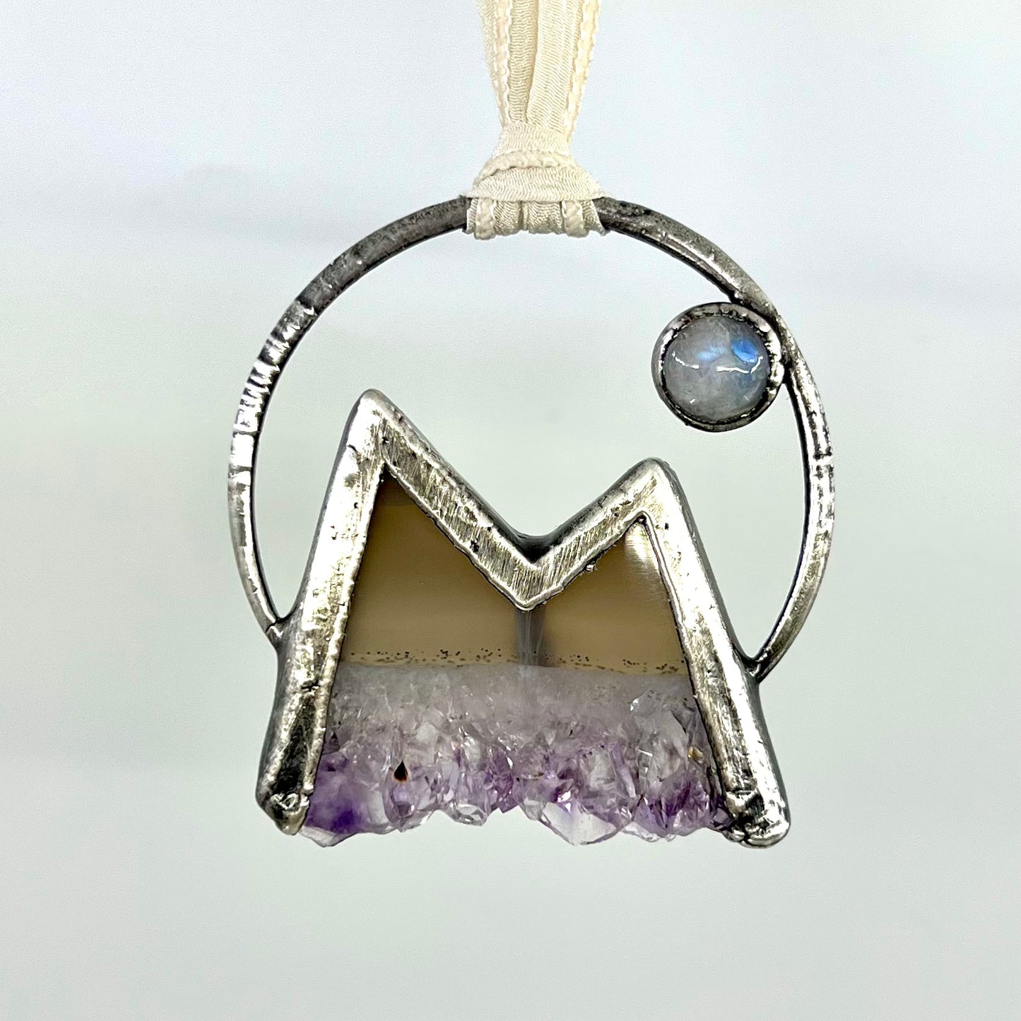 Mountains and the Moon Keepsake Ornament — Silver Electroformed