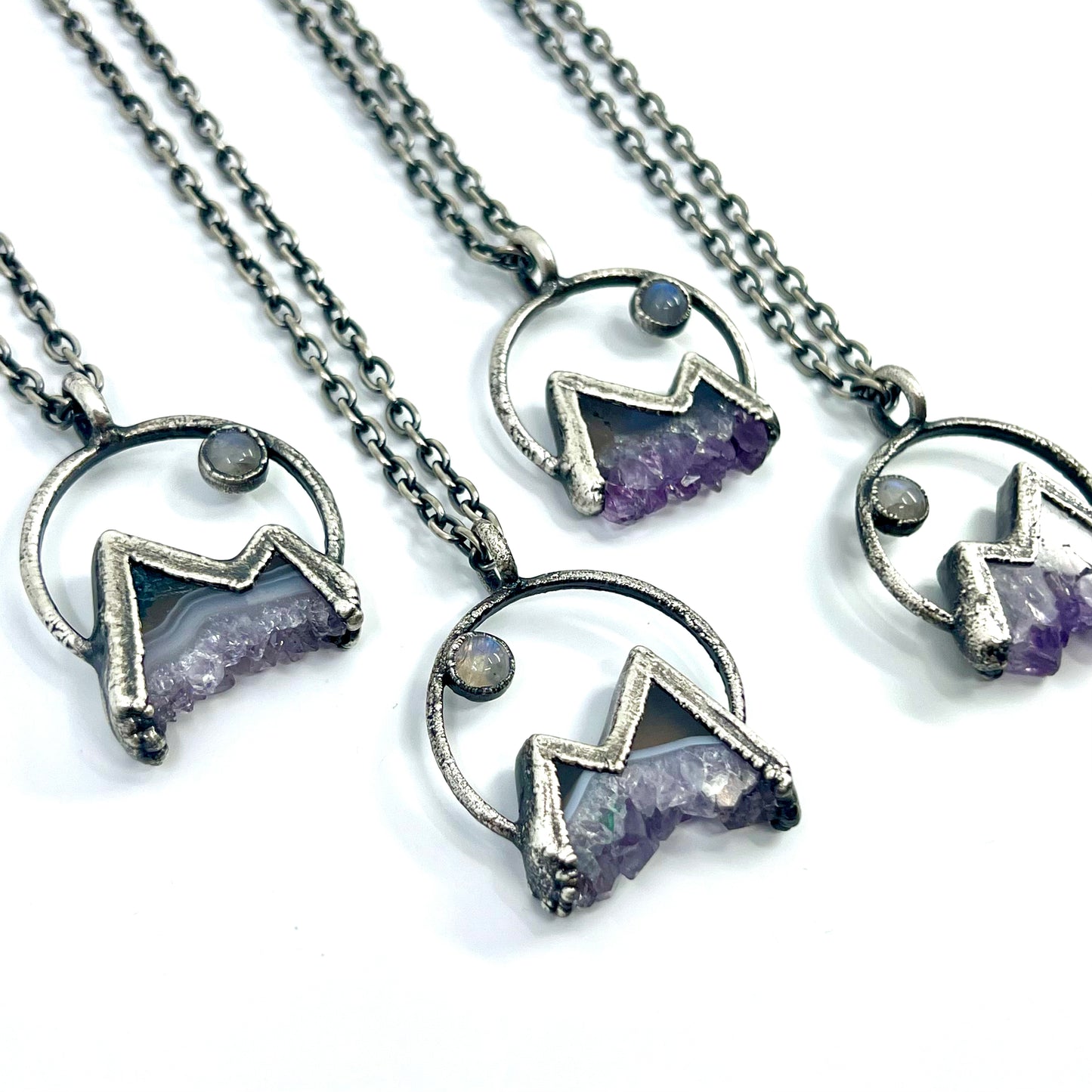 Mountains and the Moon *Silver Edition* Electroformed Necklace