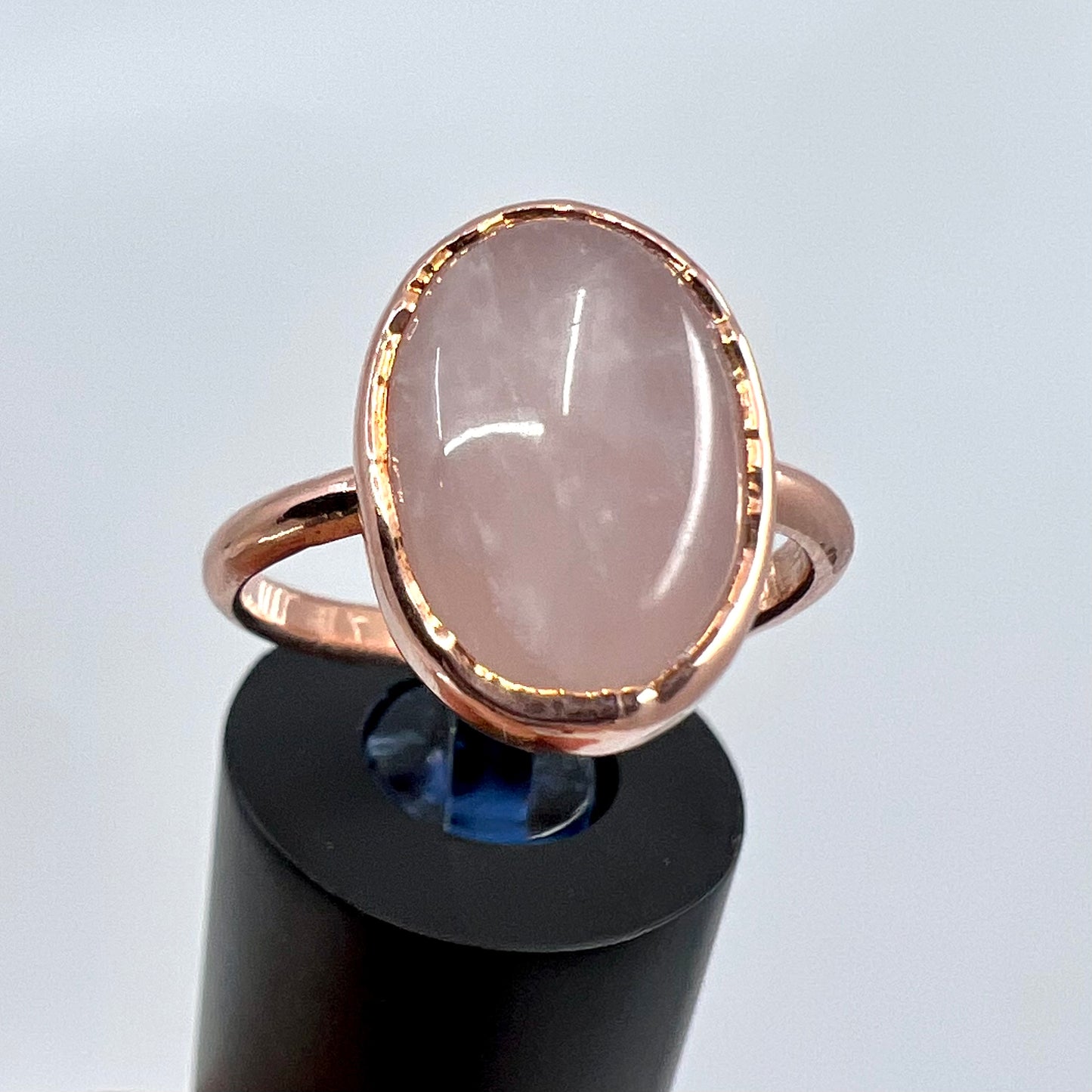 Size 8 Rose Quartz Ring - Copper Electroformed