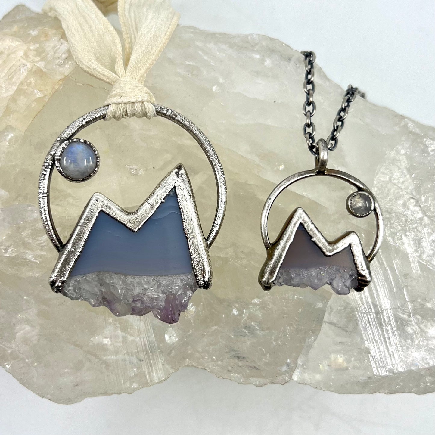 Mountains and the Moon Keepsake Ornament — Silver Electroformed