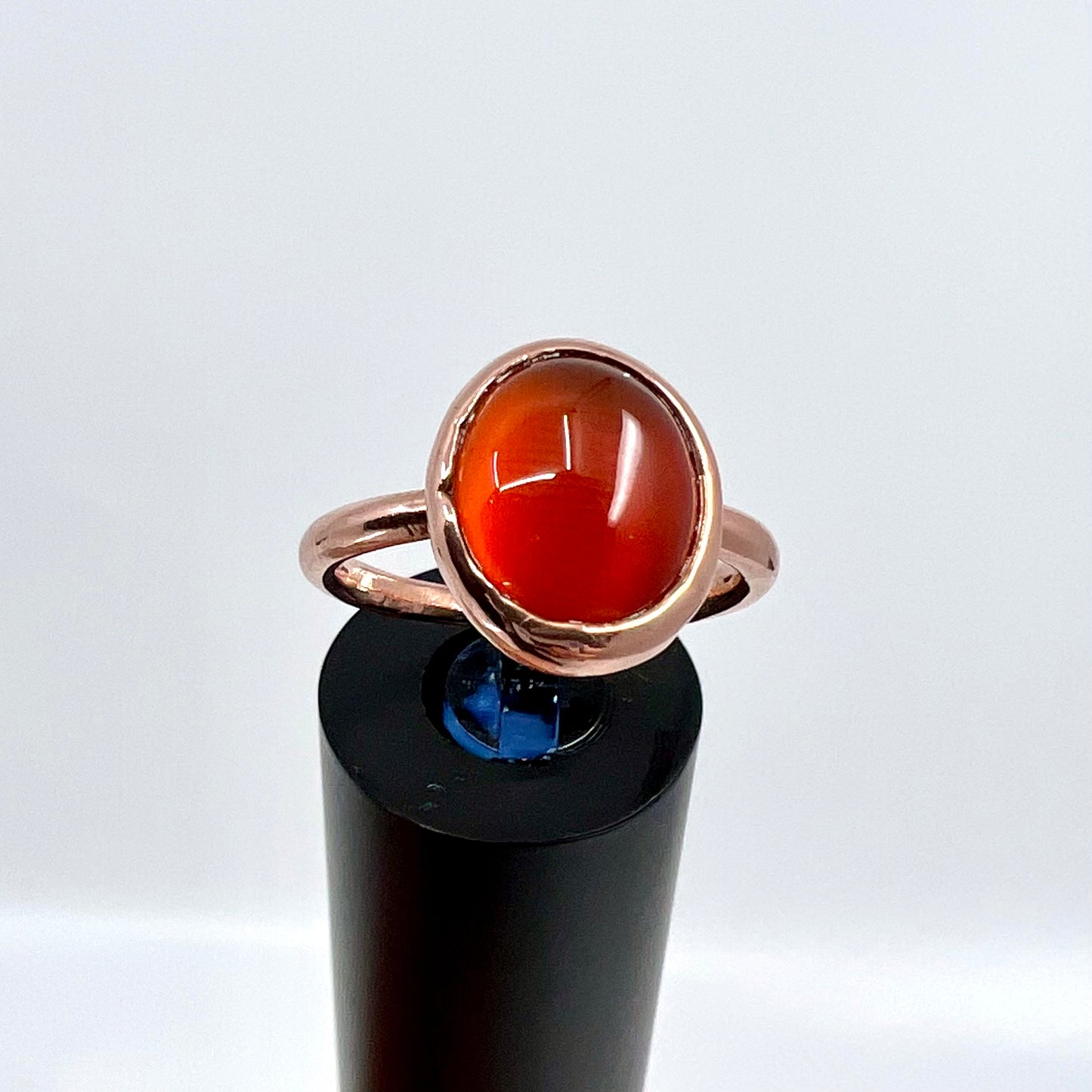 Size 8 Carnelian Ring - Copper Electroformed