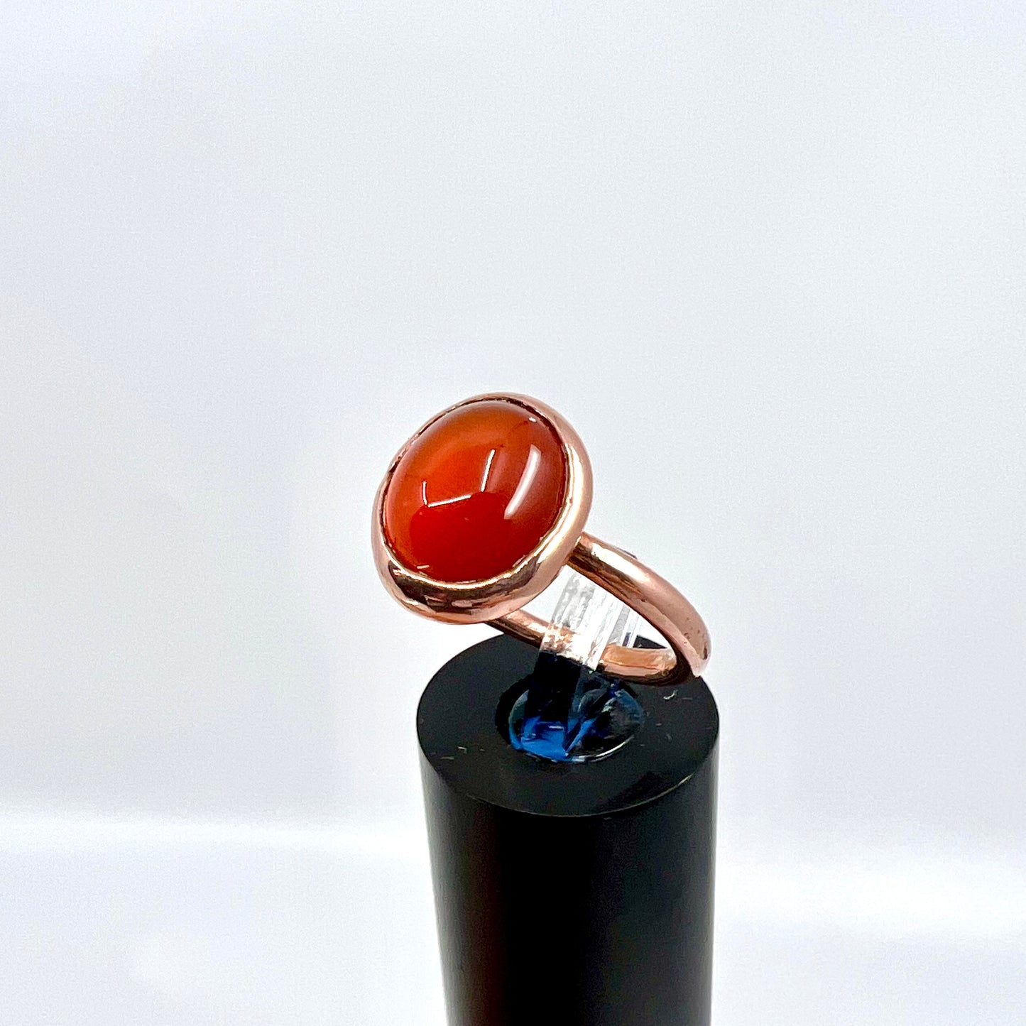 Size 8 Carnelian Ring - Copper Electroformed