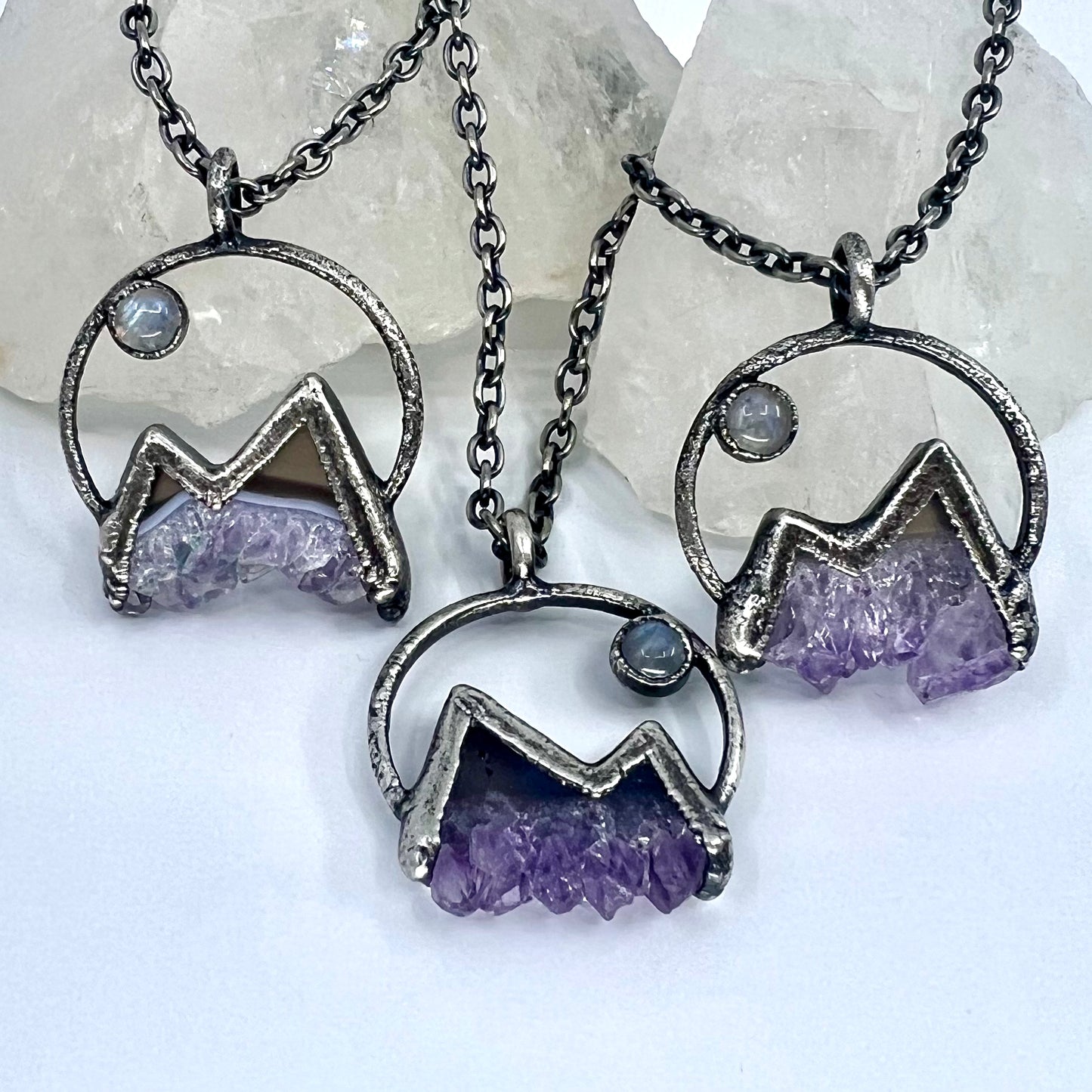 Mountains and the Moon *Silver Edition* Electroformed Necklace