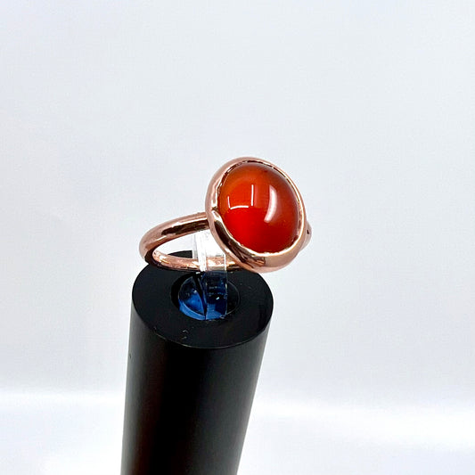Size 8 Carnelian Ring - Copper Electroformed