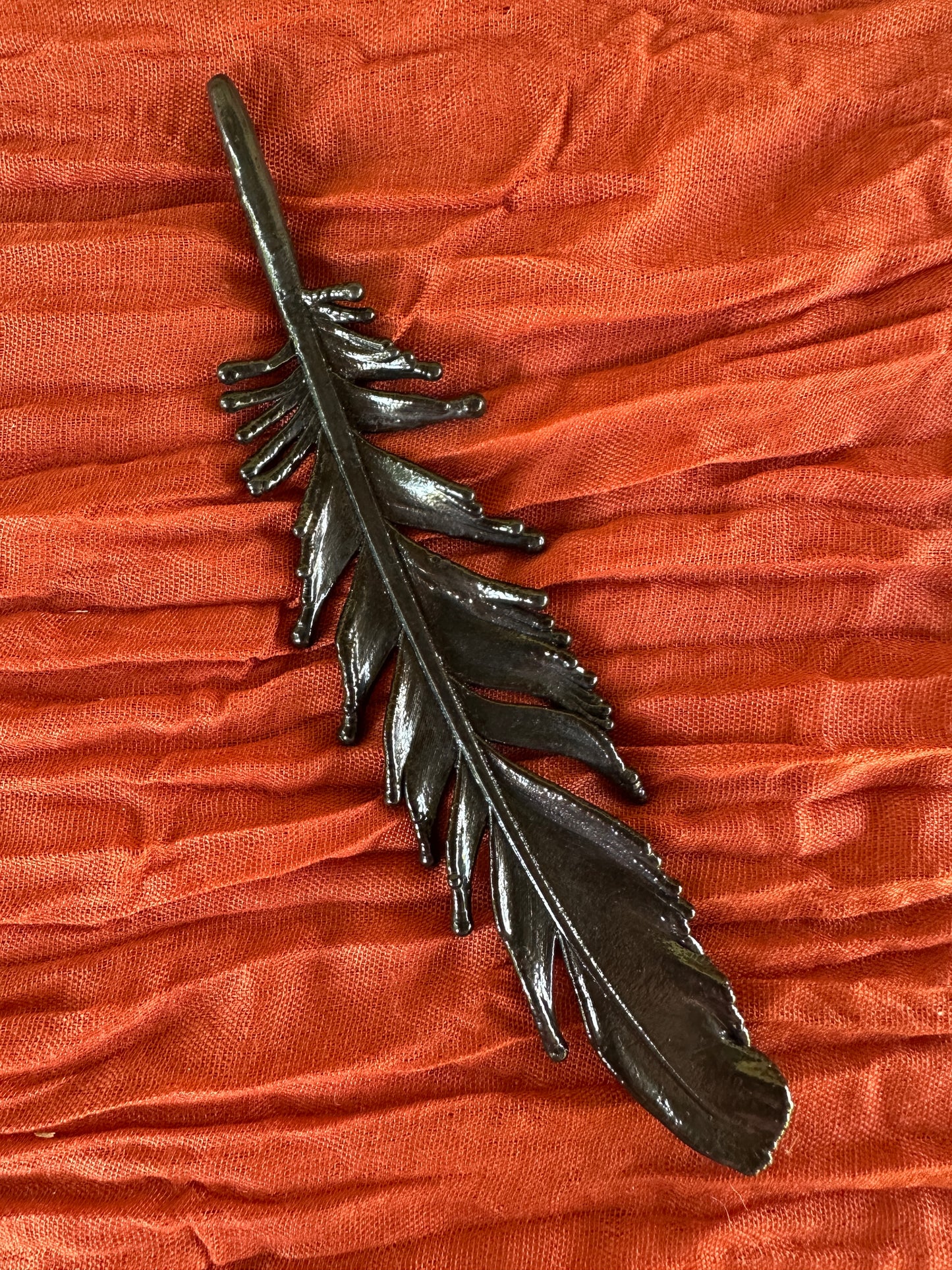 Peekaboo Feather - Copper Electroformed - Ornamental Keepsake, Ritual Altar Decor