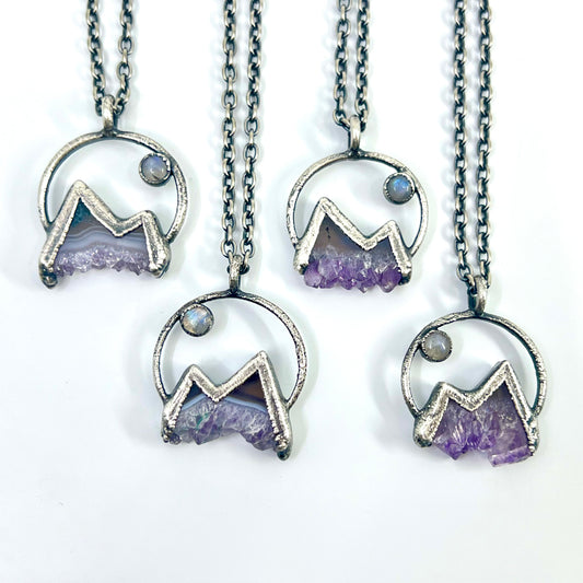 Mountains and the Moon *Silver Edition* Electroformed Necklace