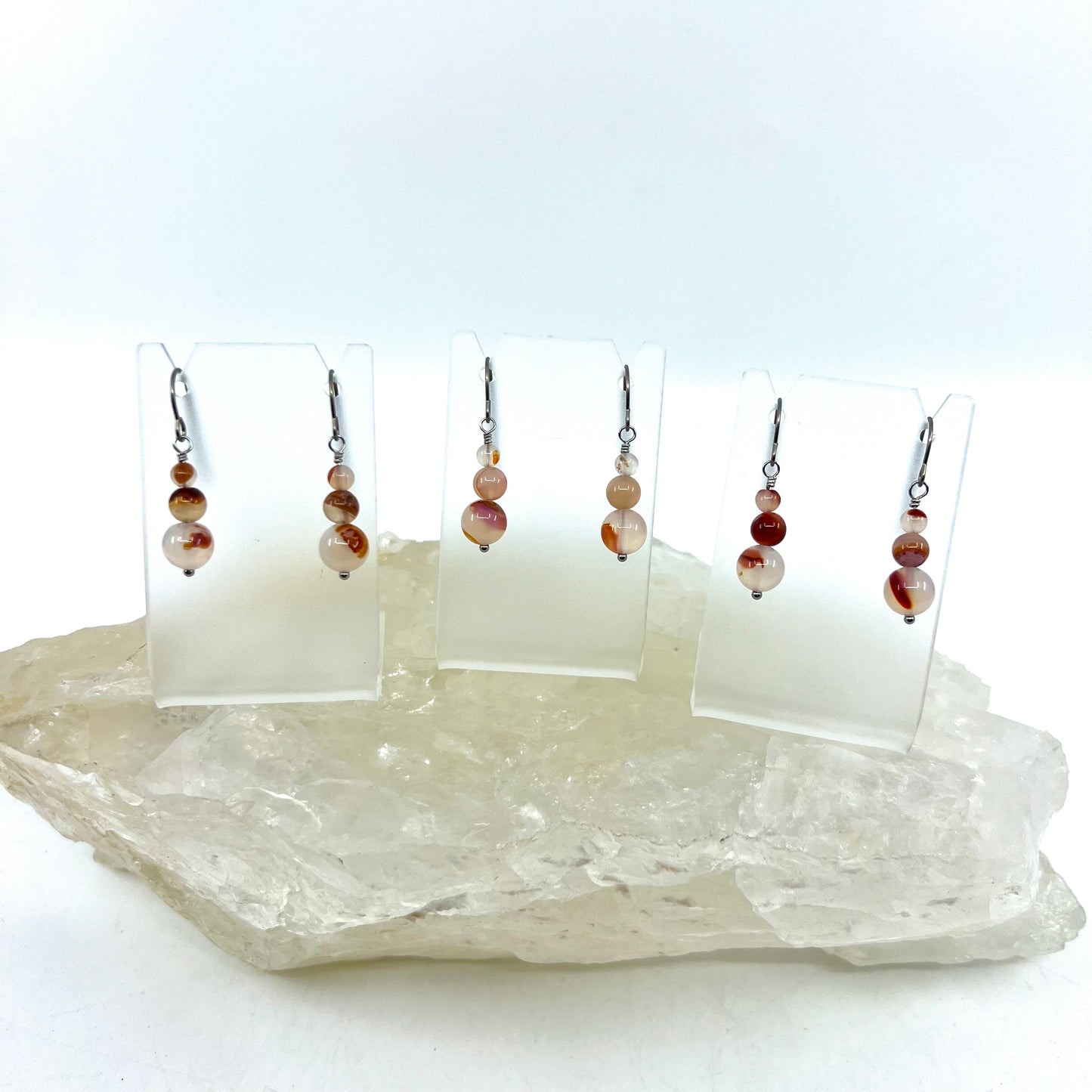 Montana Red Agate Drop Earrings, Smooth Finish