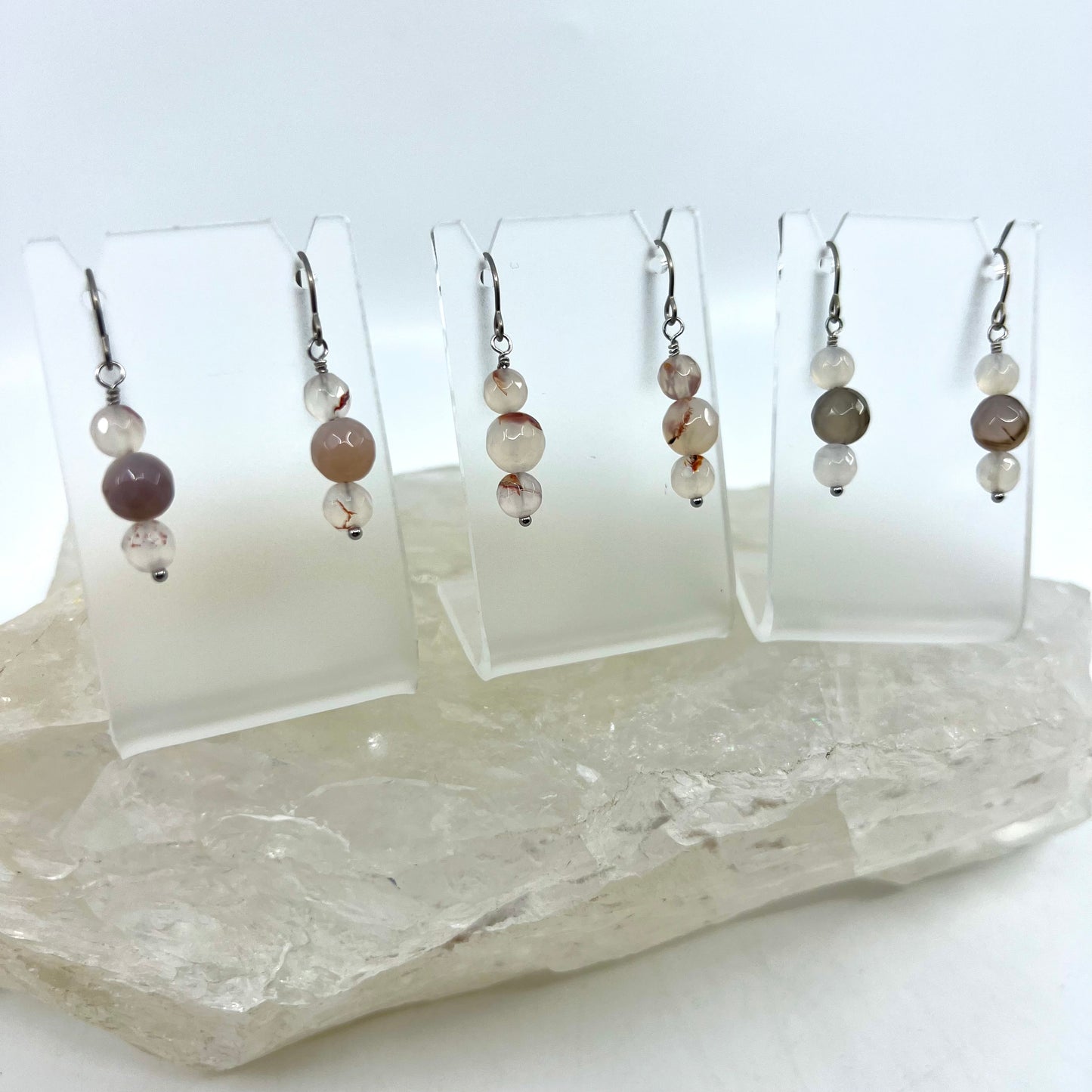 Montana Agate Drop Earrings, Faceted