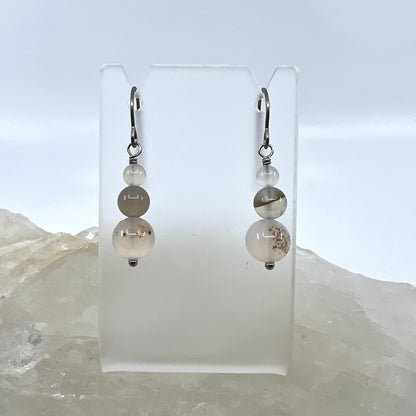 Montana Agate Drop Earrings, Smooth Finish