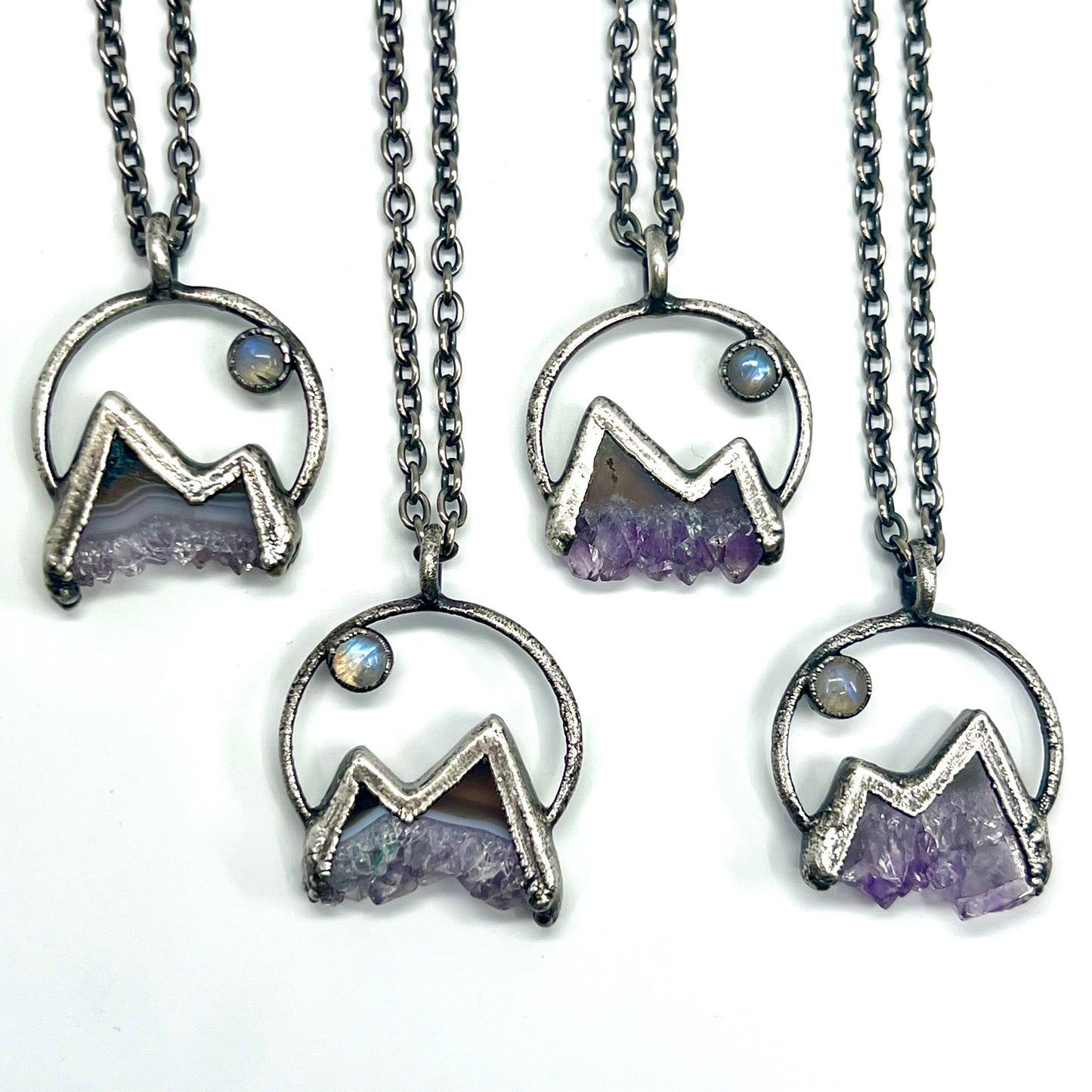 Mountains and the Moon *Silver Edition* Electroformed Necklace