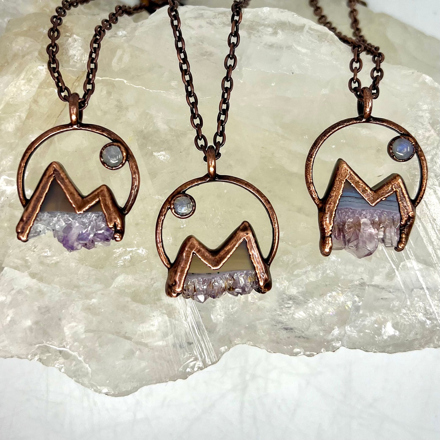 Mountains and the Moon — Copper Electroformed Necklace