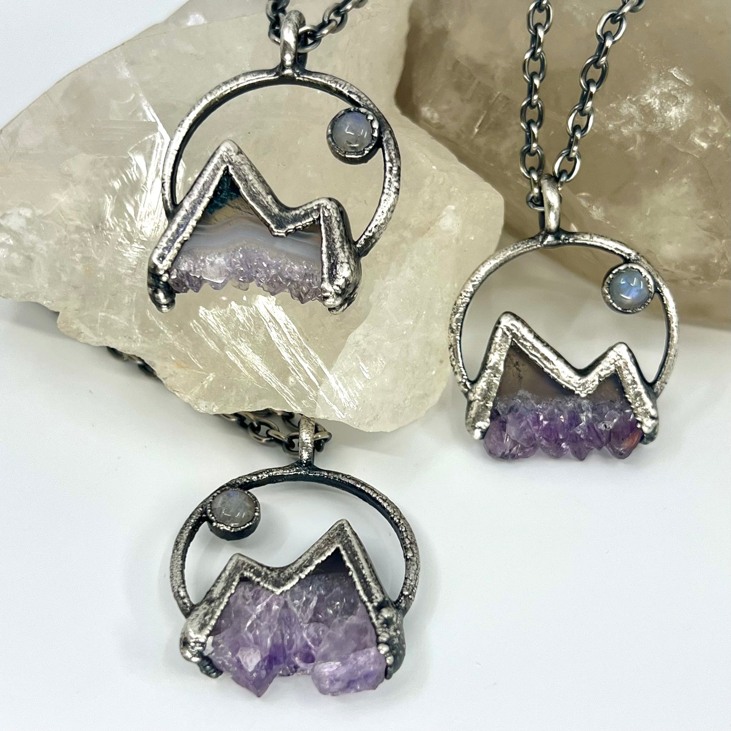 Mountains and the Moon *Silver Edition* Electroformed Necklace