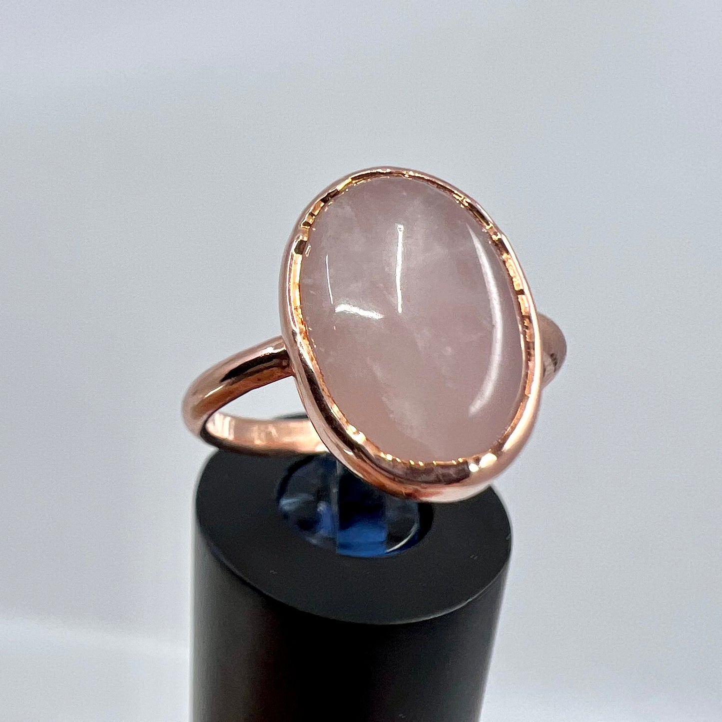 Size 8 Rose Quartz Ring - Copper Electroformed