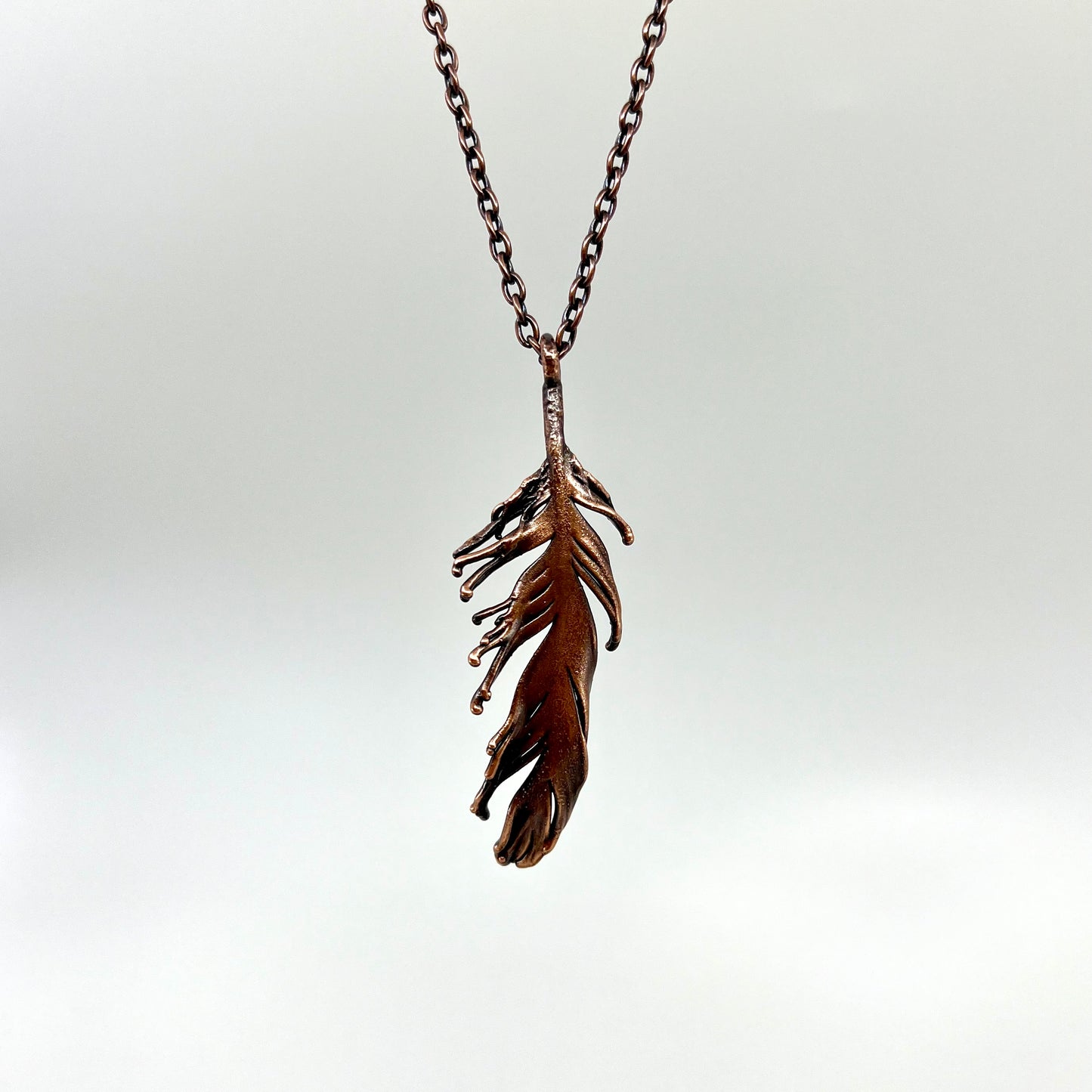 Real Feather Necklace - Copper Electroformed