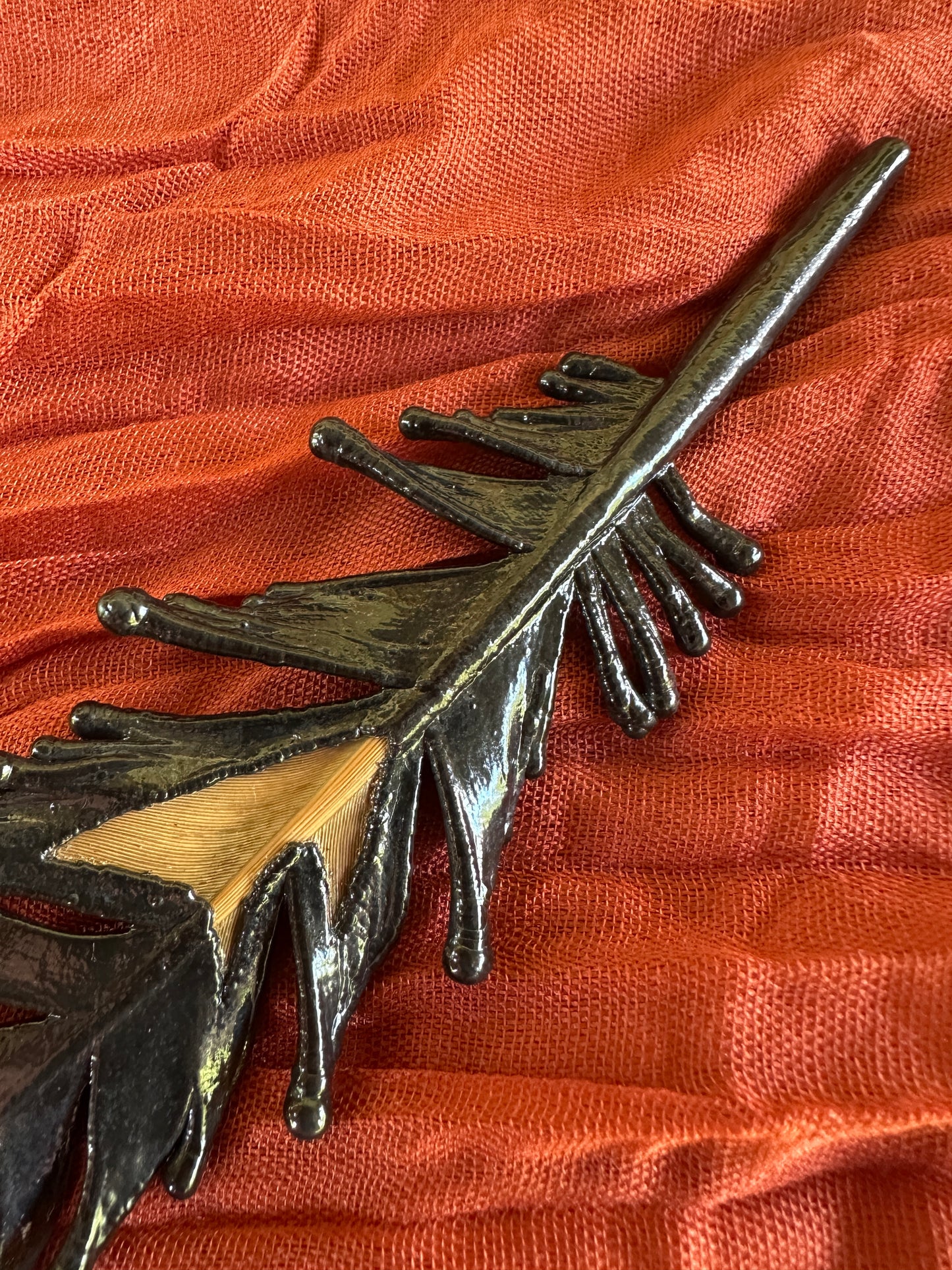 Peekaboo Feather - Copper Electroformed - Ornamental Keepsake, Ritual Altar Decor