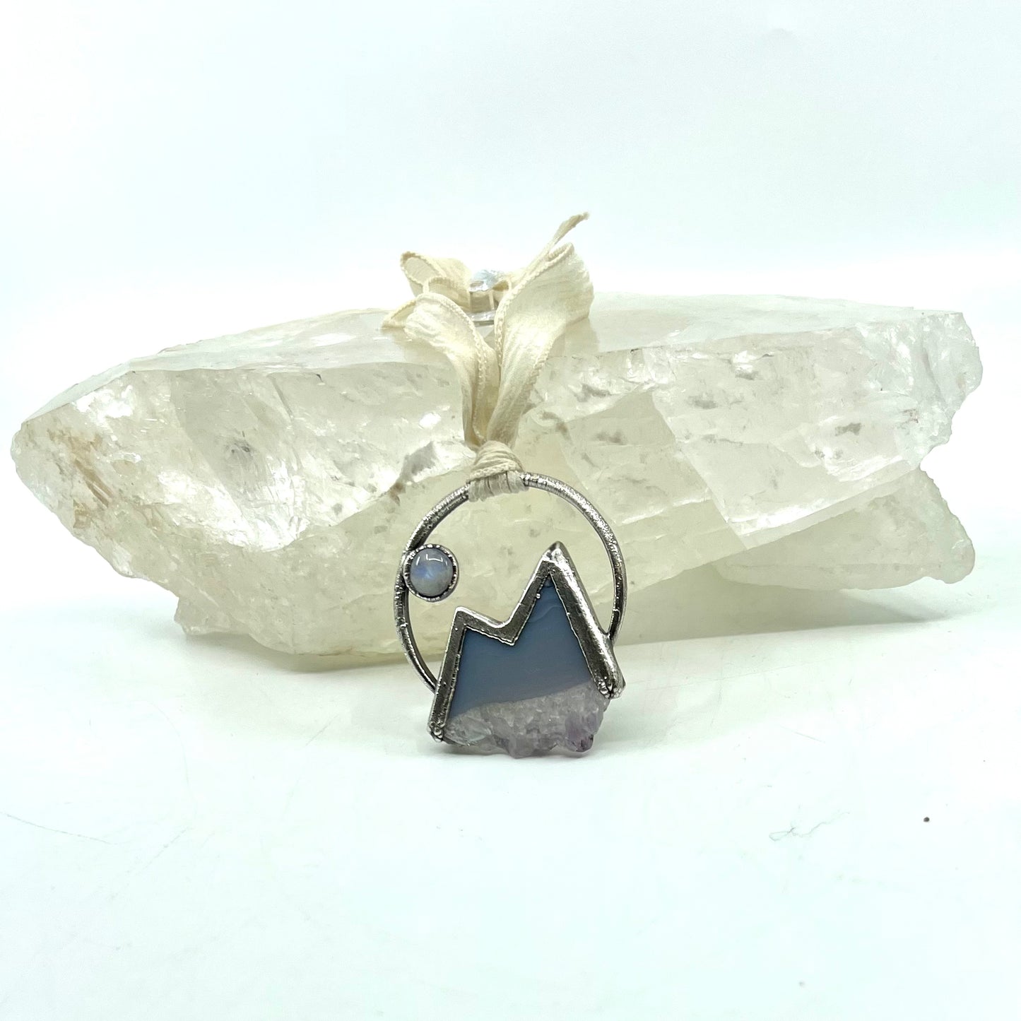 Mountains and the Moon Keepsake Ornament — Silver Electroformed