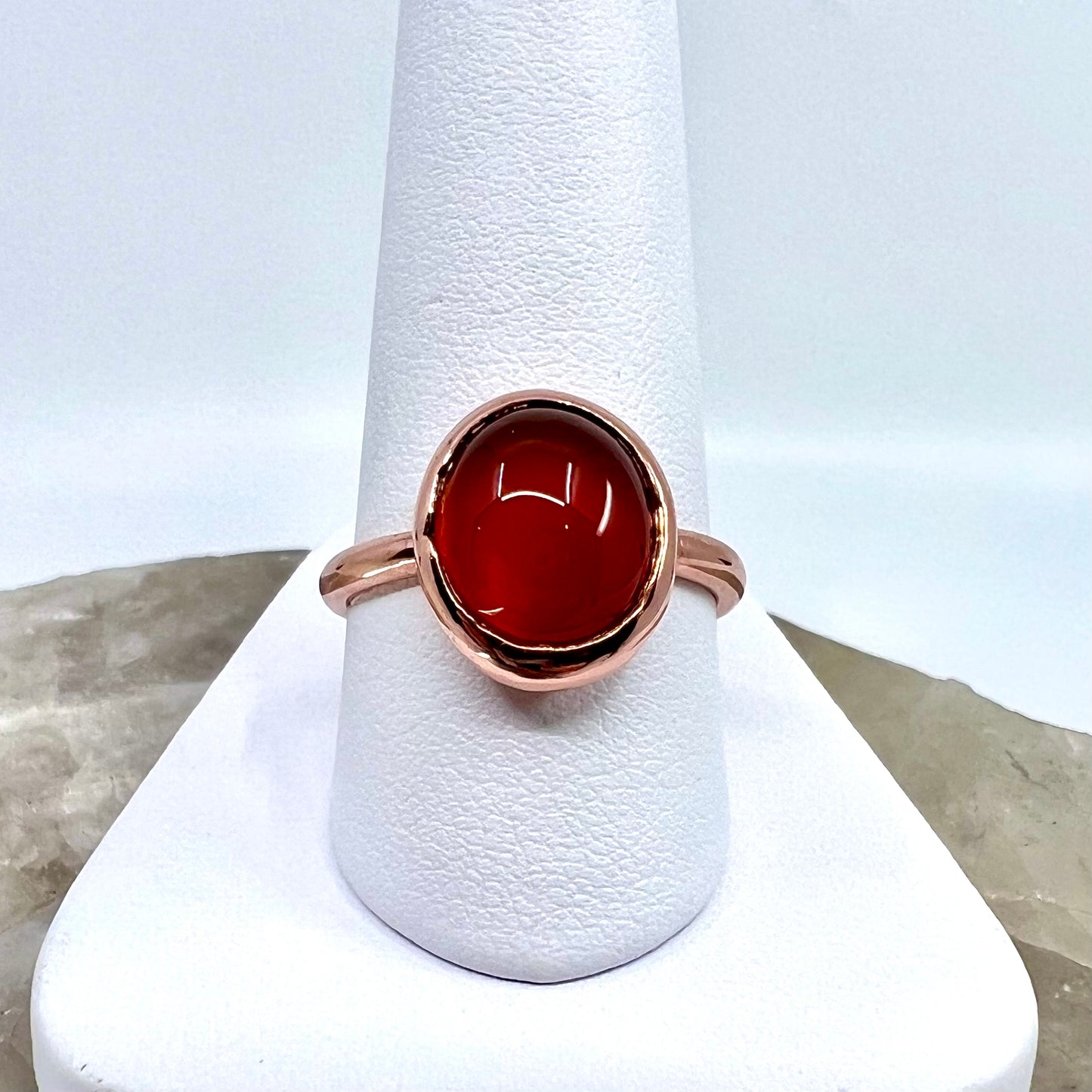 Size 8 Carnelian Ring - Copper Electroformed