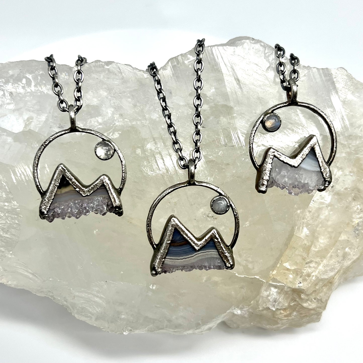 Mountains and the Moon *Silver Edition* Electroformed Necklace