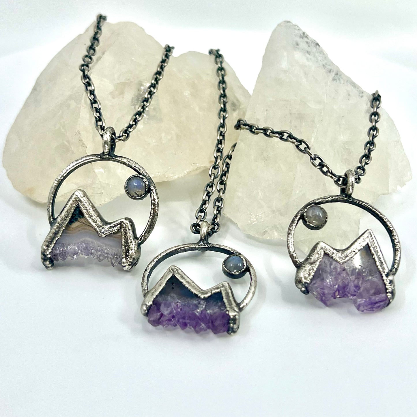 Mountains and the Moon *Silver Edition* Electroformed Necklace