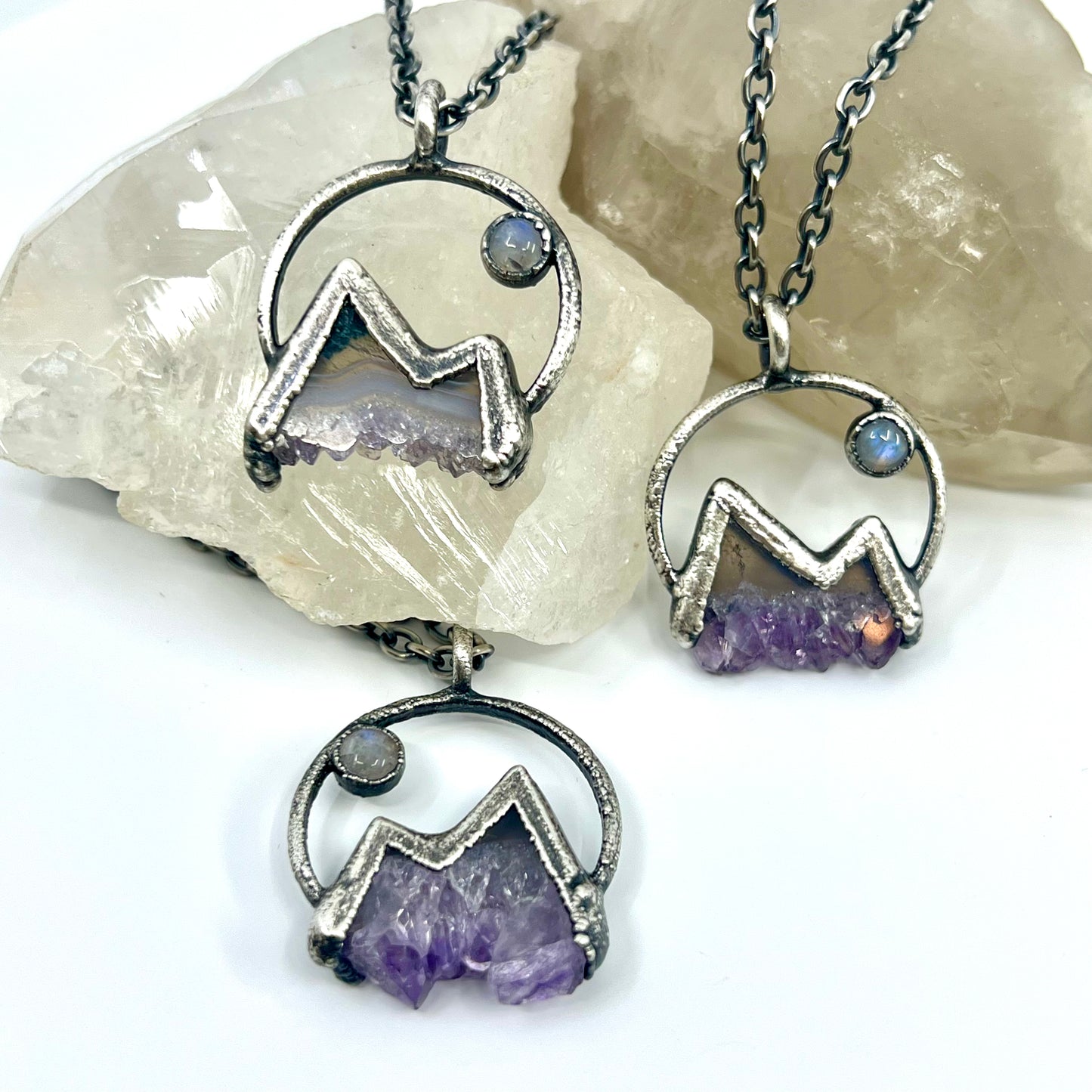 Mountains and the Moon *Silver Edition* Electroformed Necklace