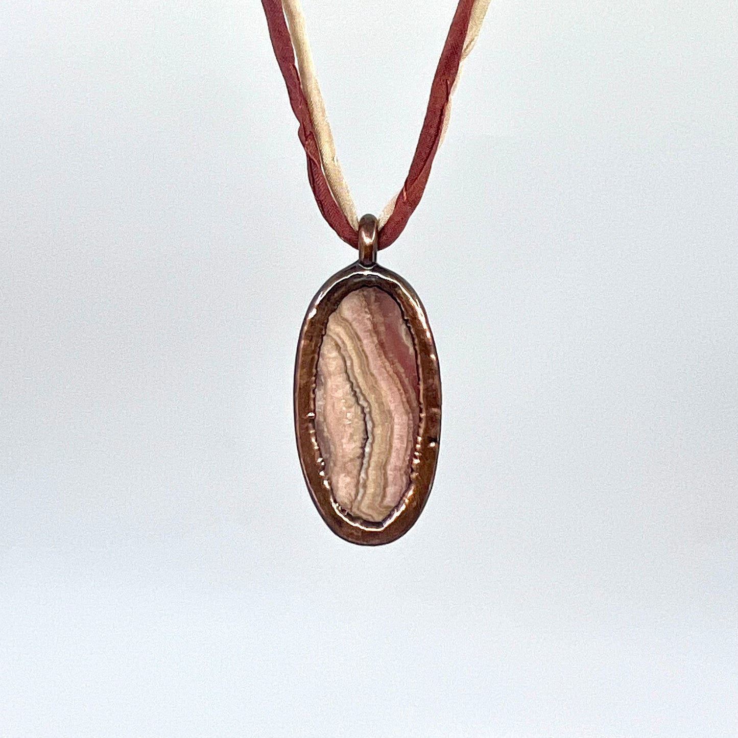 Rhodochrosite Necklace - Copper Electroformed