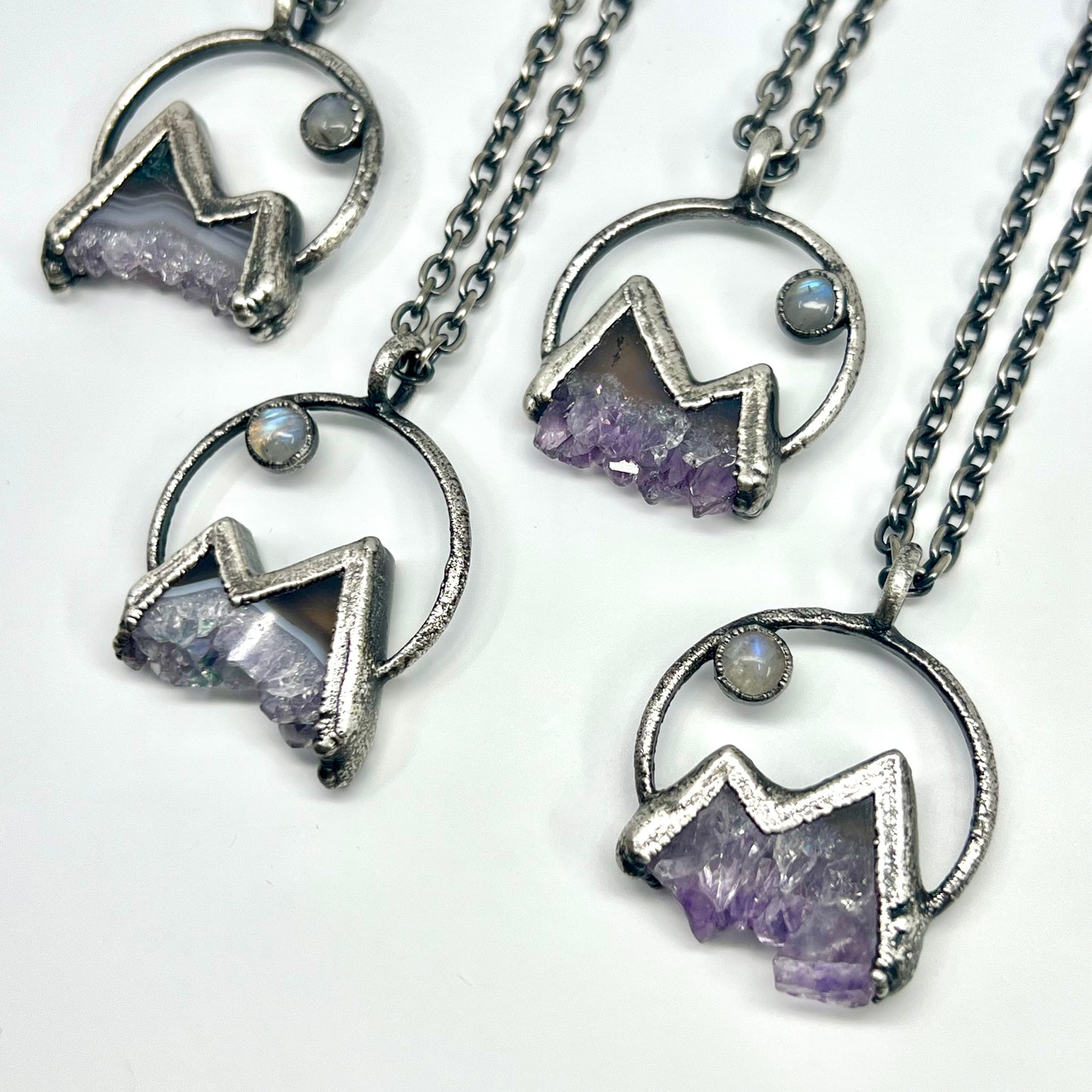 Mountains and the Moon *Silver Edition* Electroformed Necklace