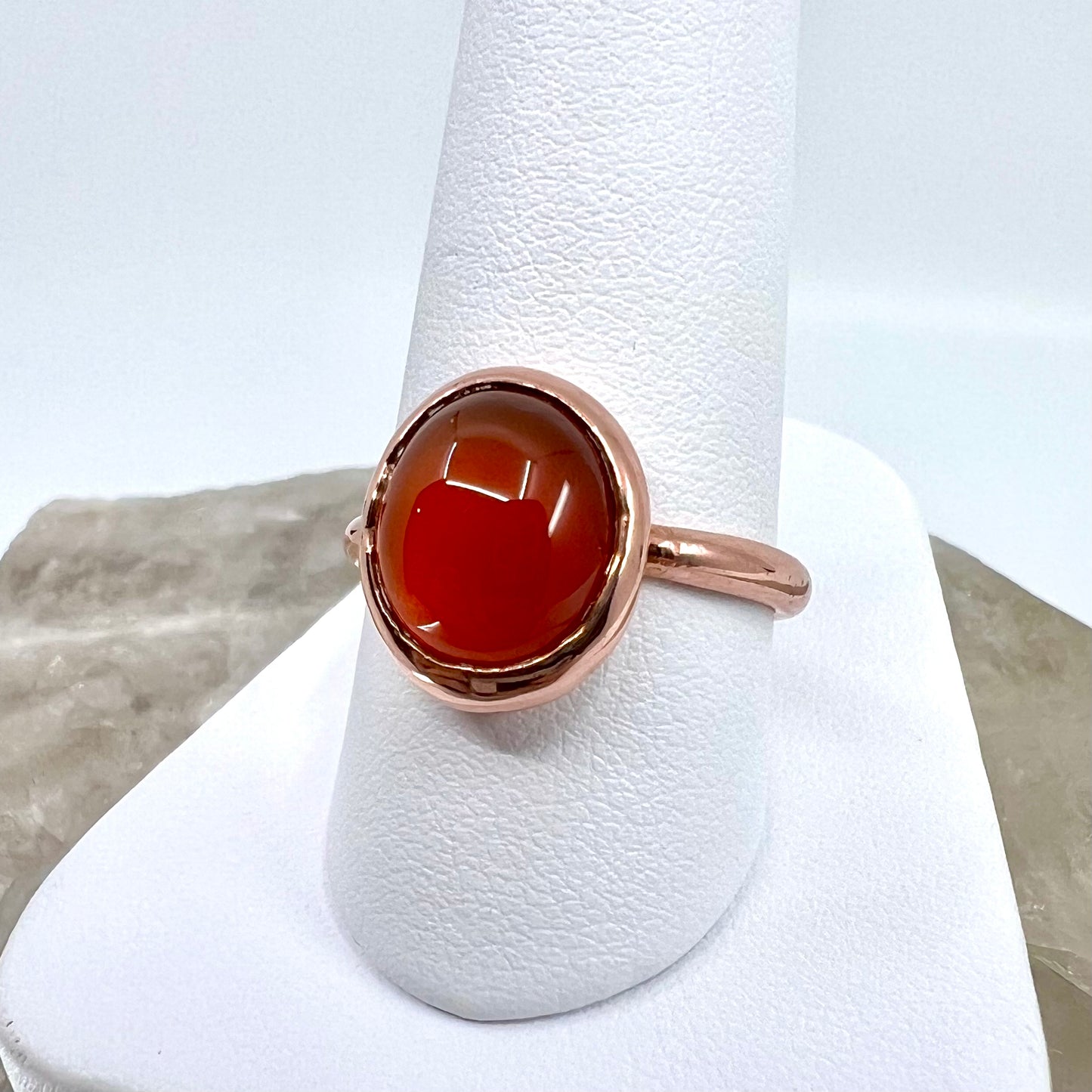 Size 8 Carnelian Ring - Copper Electroformed