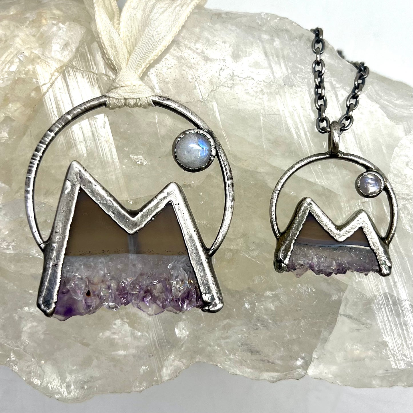 Mountains and the Moon Keepsake Ornament — Silver Electroformed