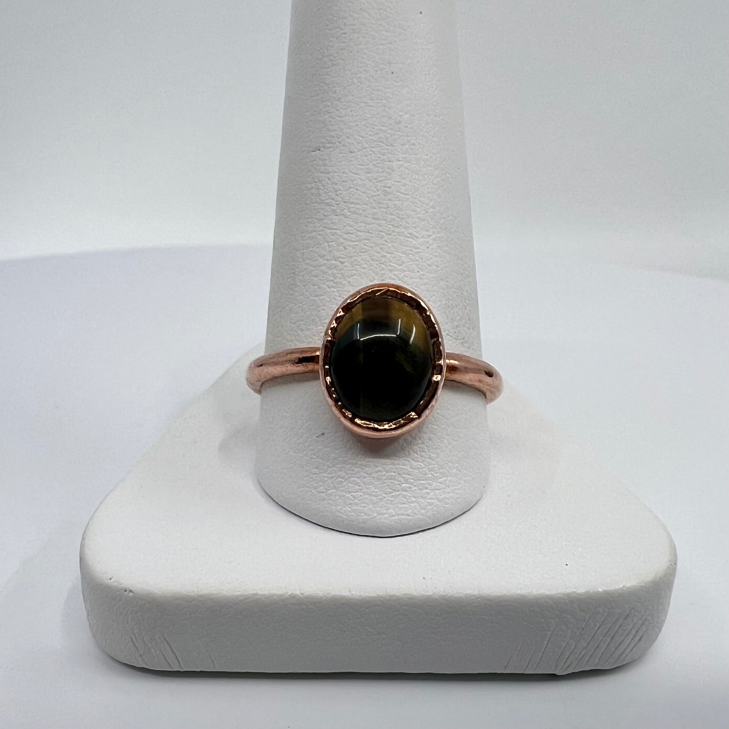 Size 9.25 Tiger’s Eye Ring - Copper Electroformed