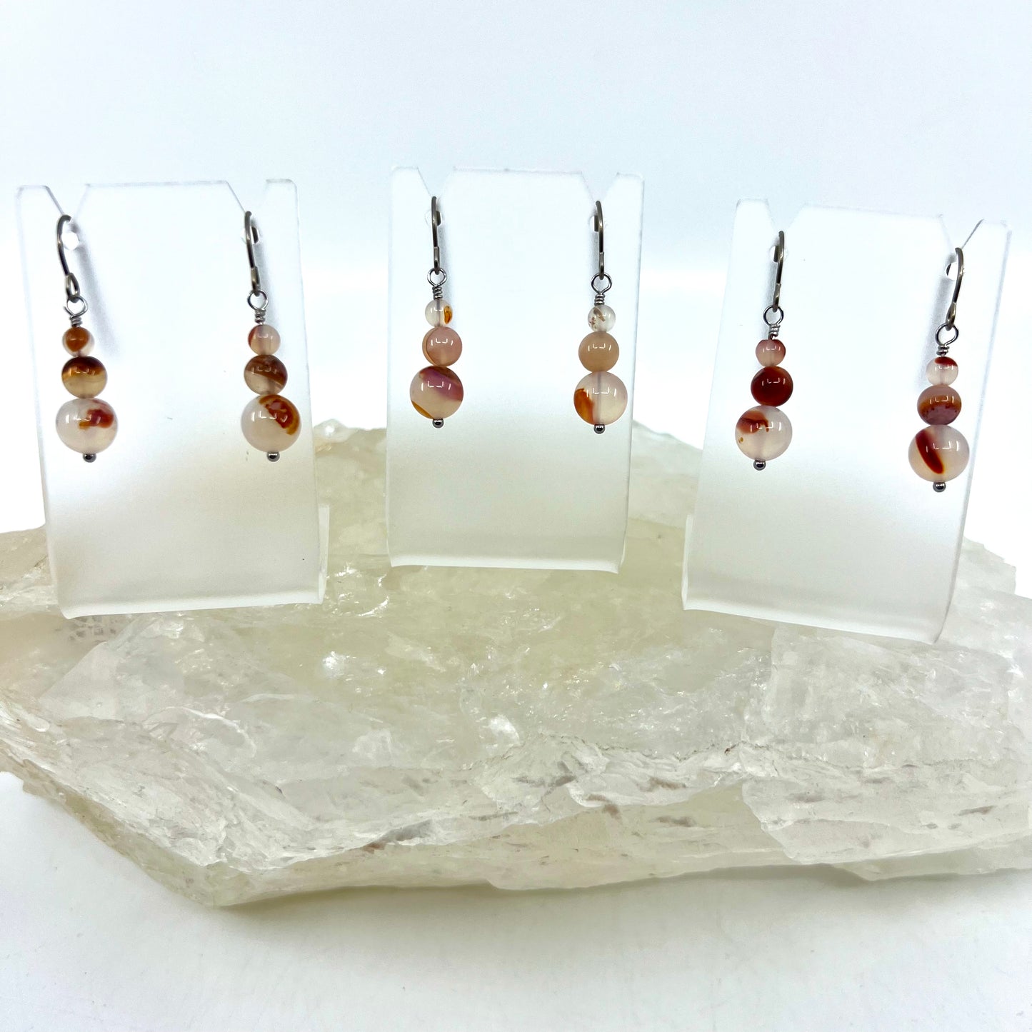 Montana Red Agate Drop Earrings, Smooth Finish