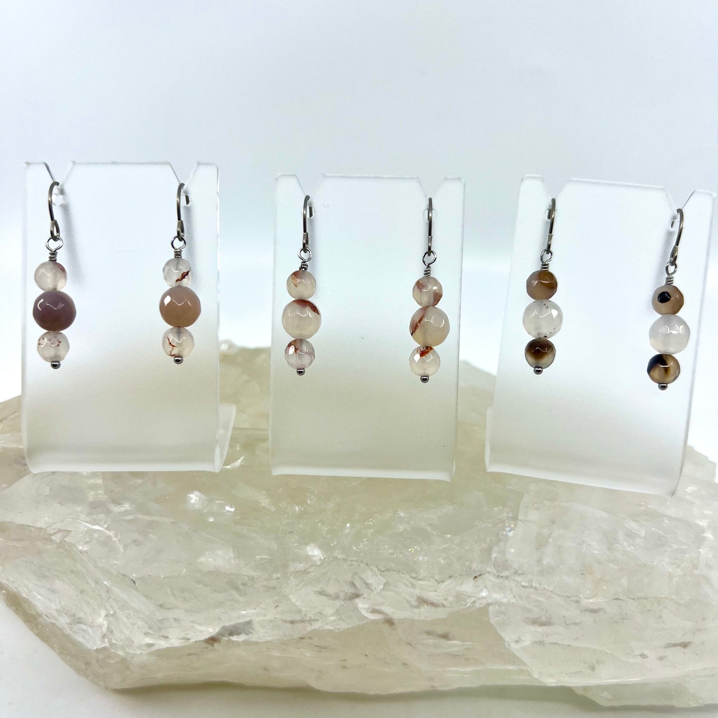 Montana Agate Drop Earrings, Faceted