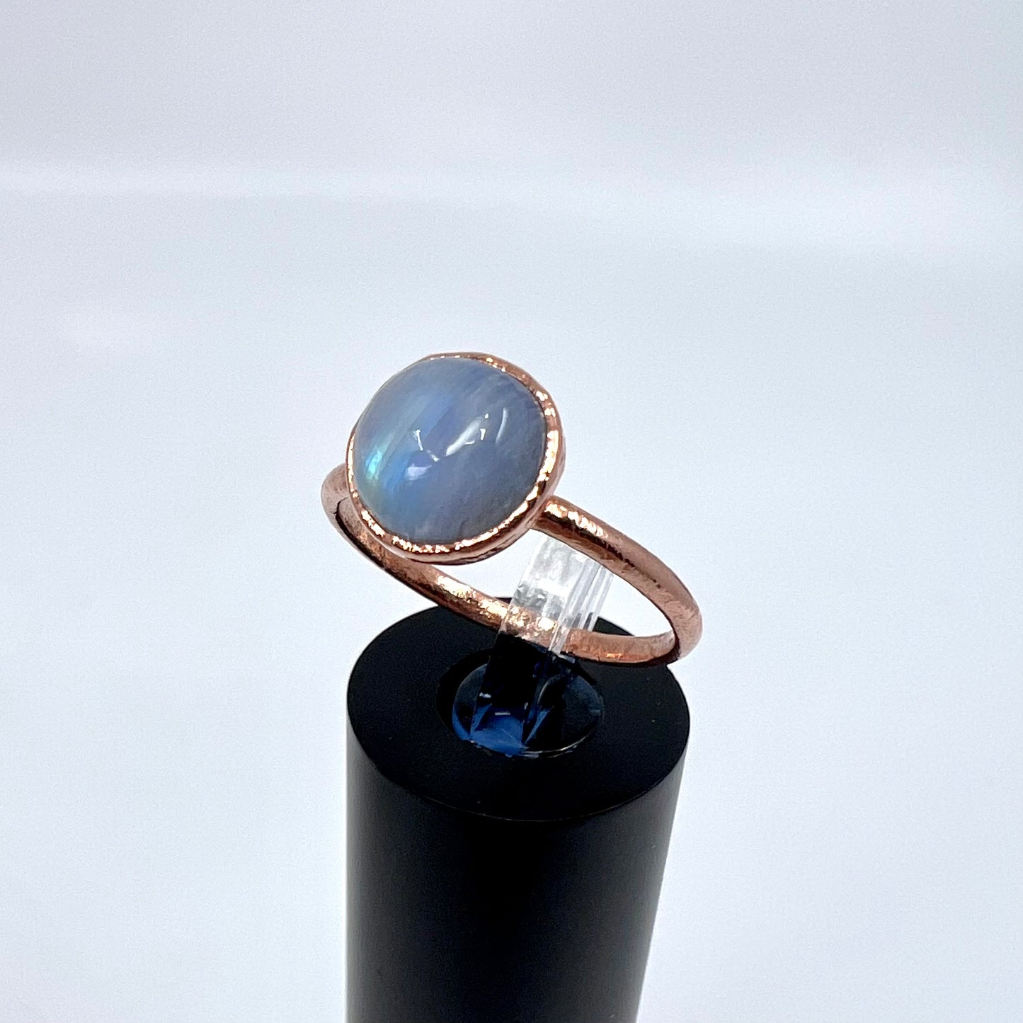 Size 8.5 Rainbow Moonstone Ring - Copper Electroformed