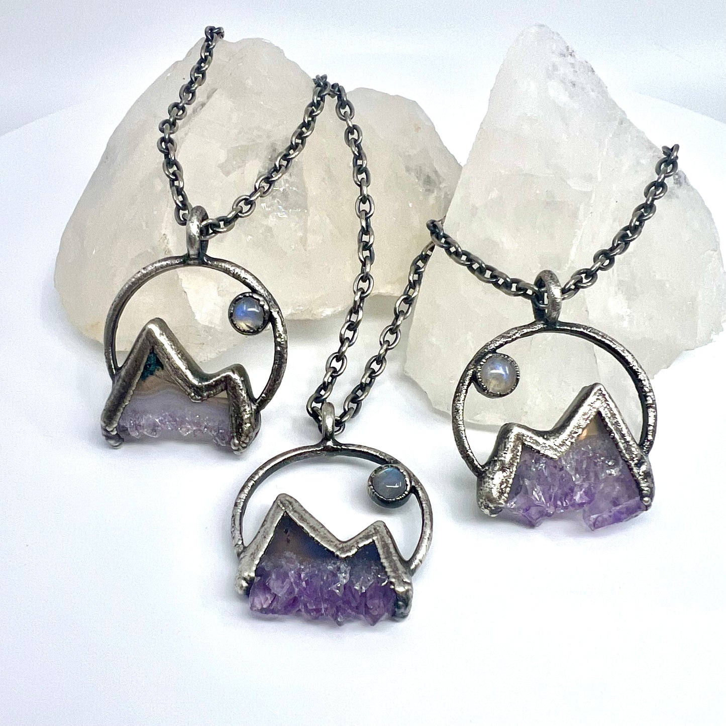 Mountains and the Moon *Silver Edition* Electroformed Necklace