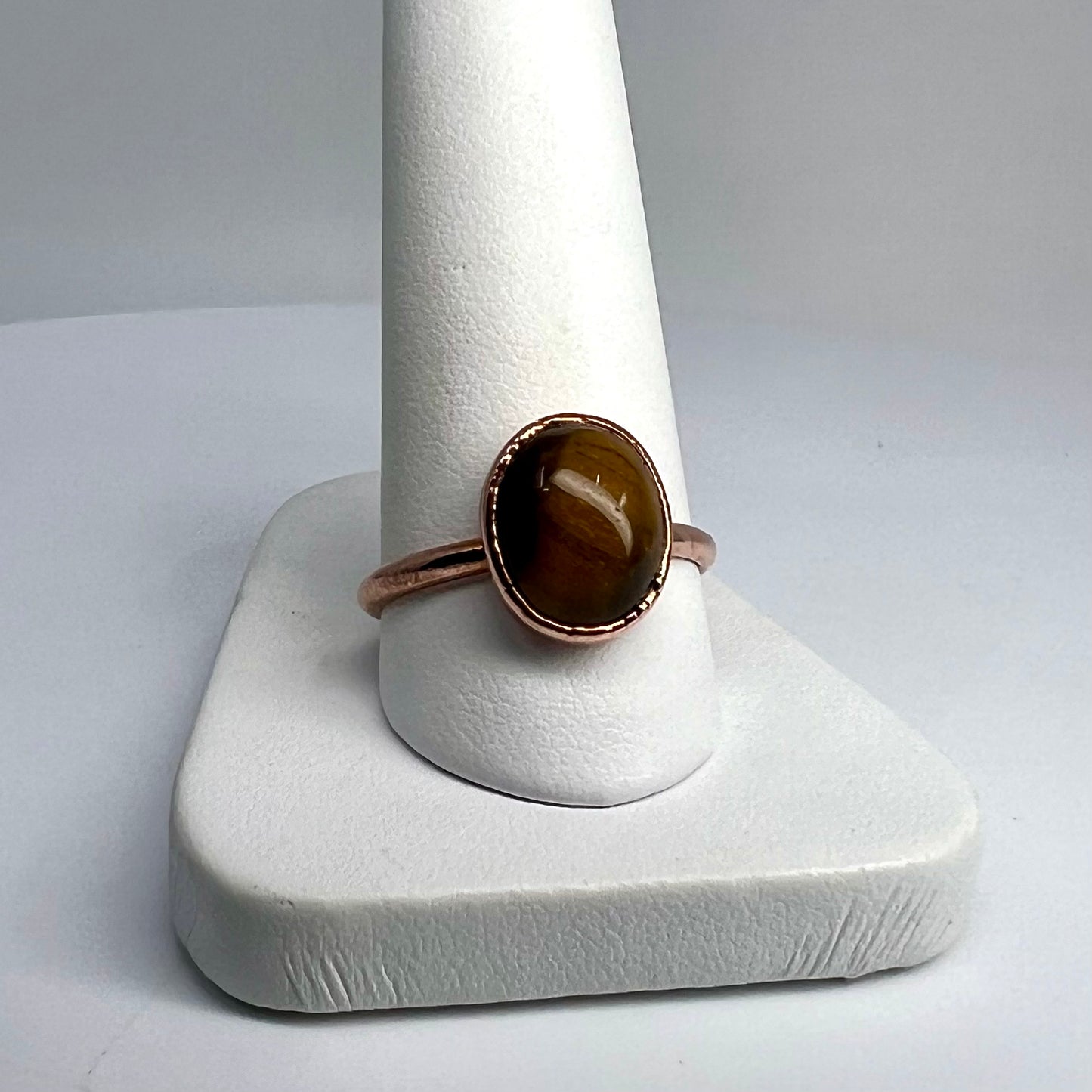 Size 9.25 Tiger’s Eye Ring - Copper Electroformed