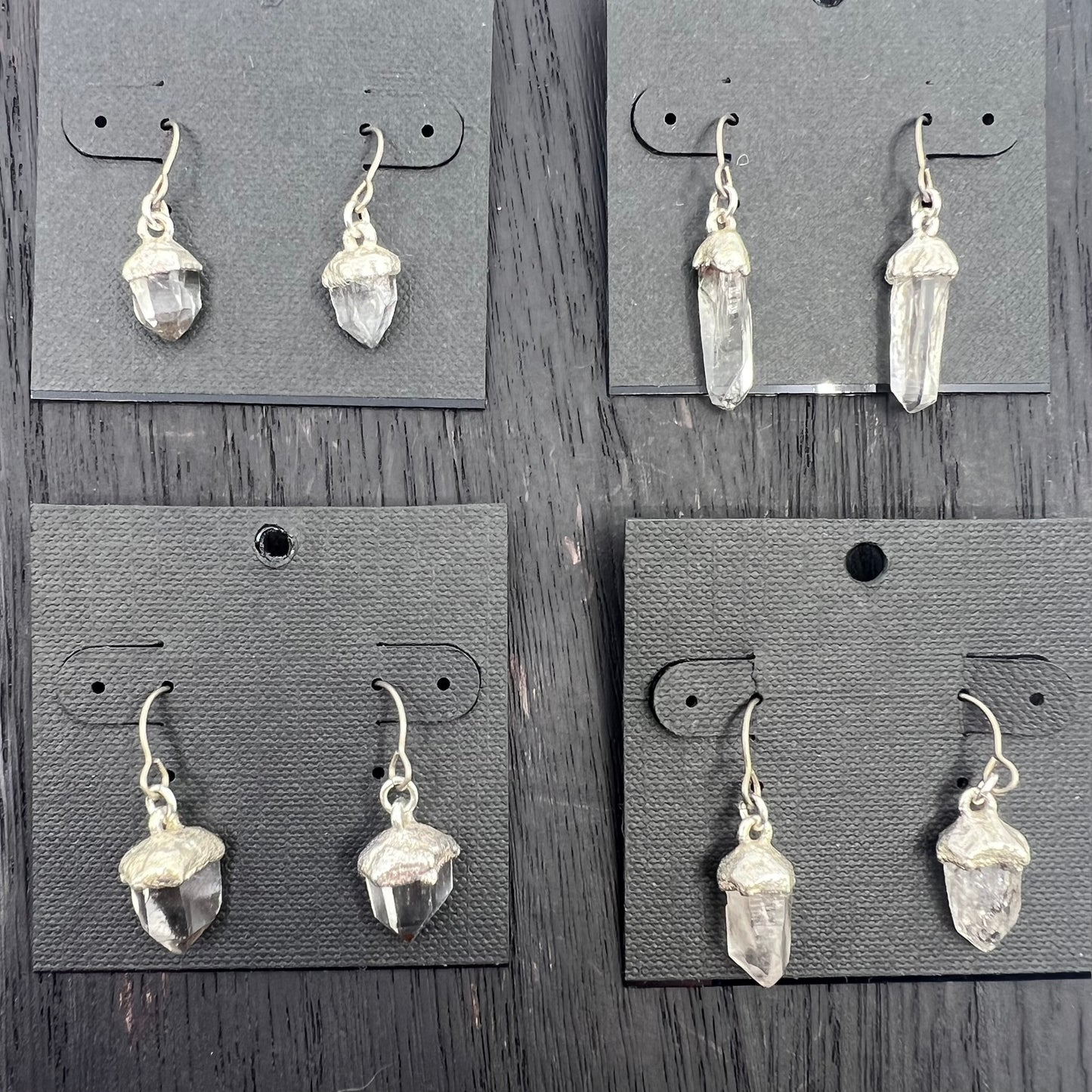 Montana Quartz Drop Earrings, Silver Electroformed