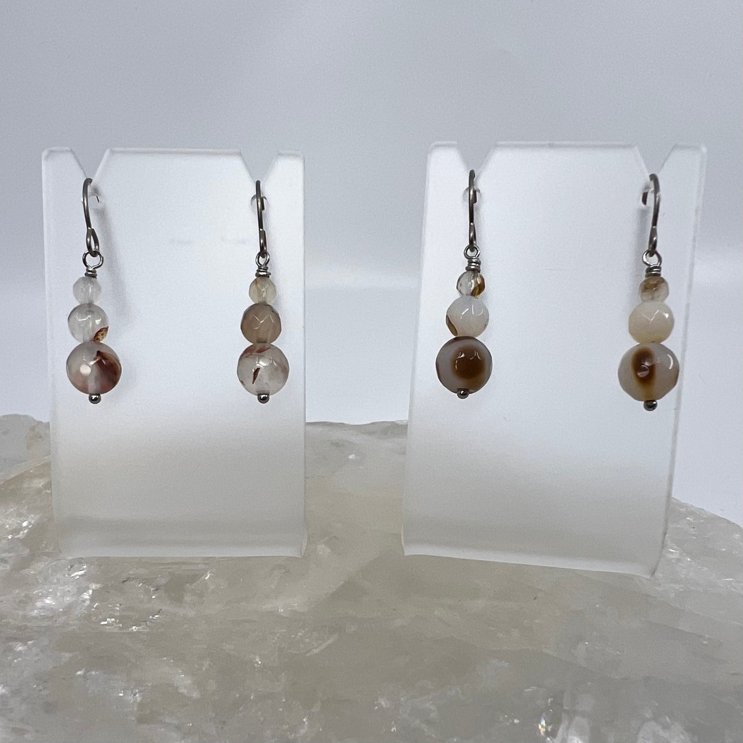 Montana Agate Drop Earrings, Faceted