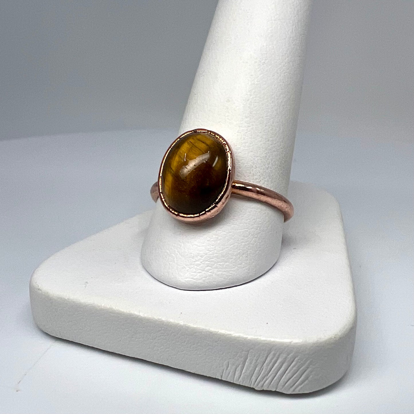 Size 9.25 Tiger’s Eye Ring - Copper Electroformed