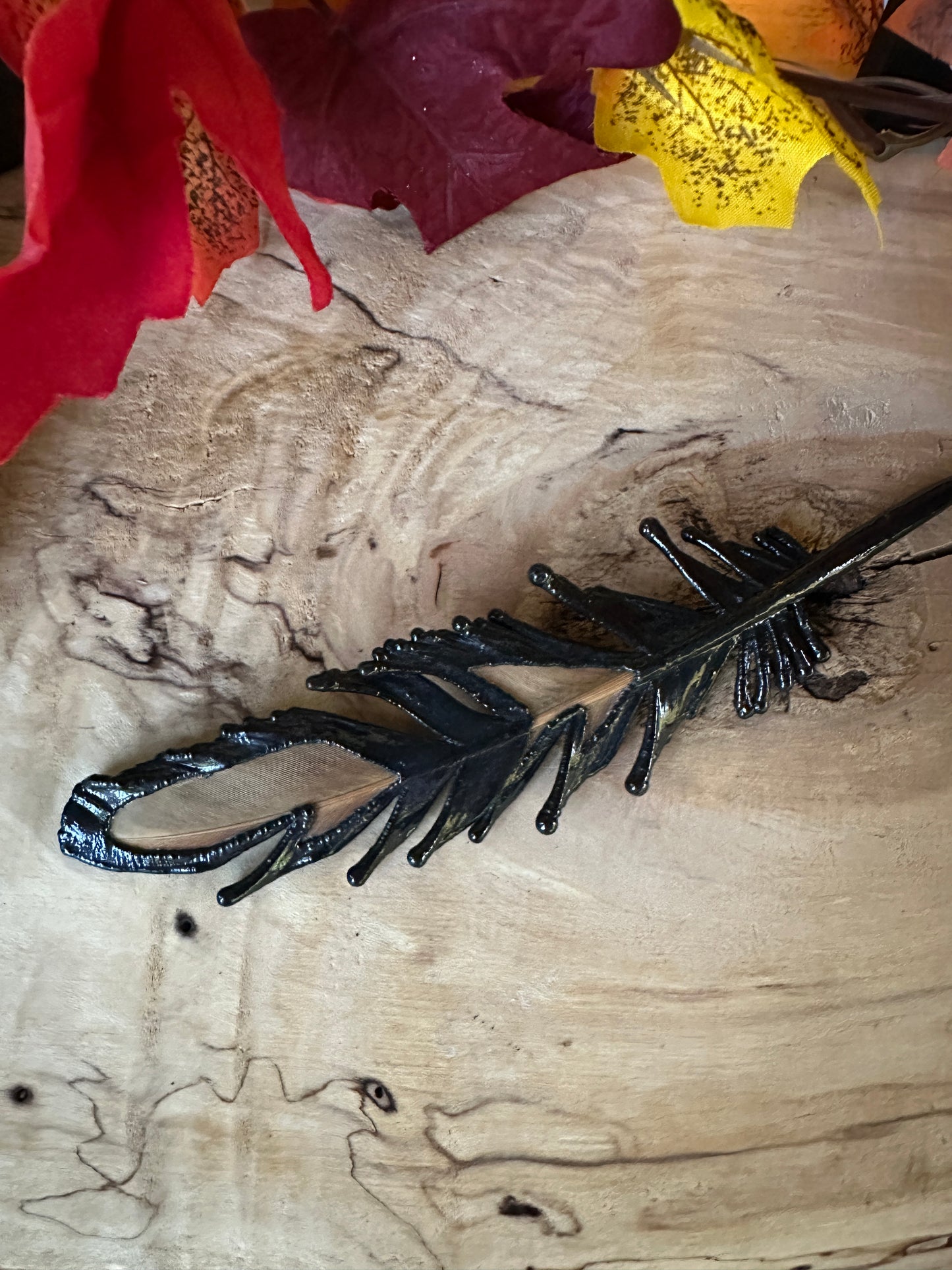 Peekaboo Feather - Copper Electroformed - Ornamental Keepsake, Ritual Altar Decor